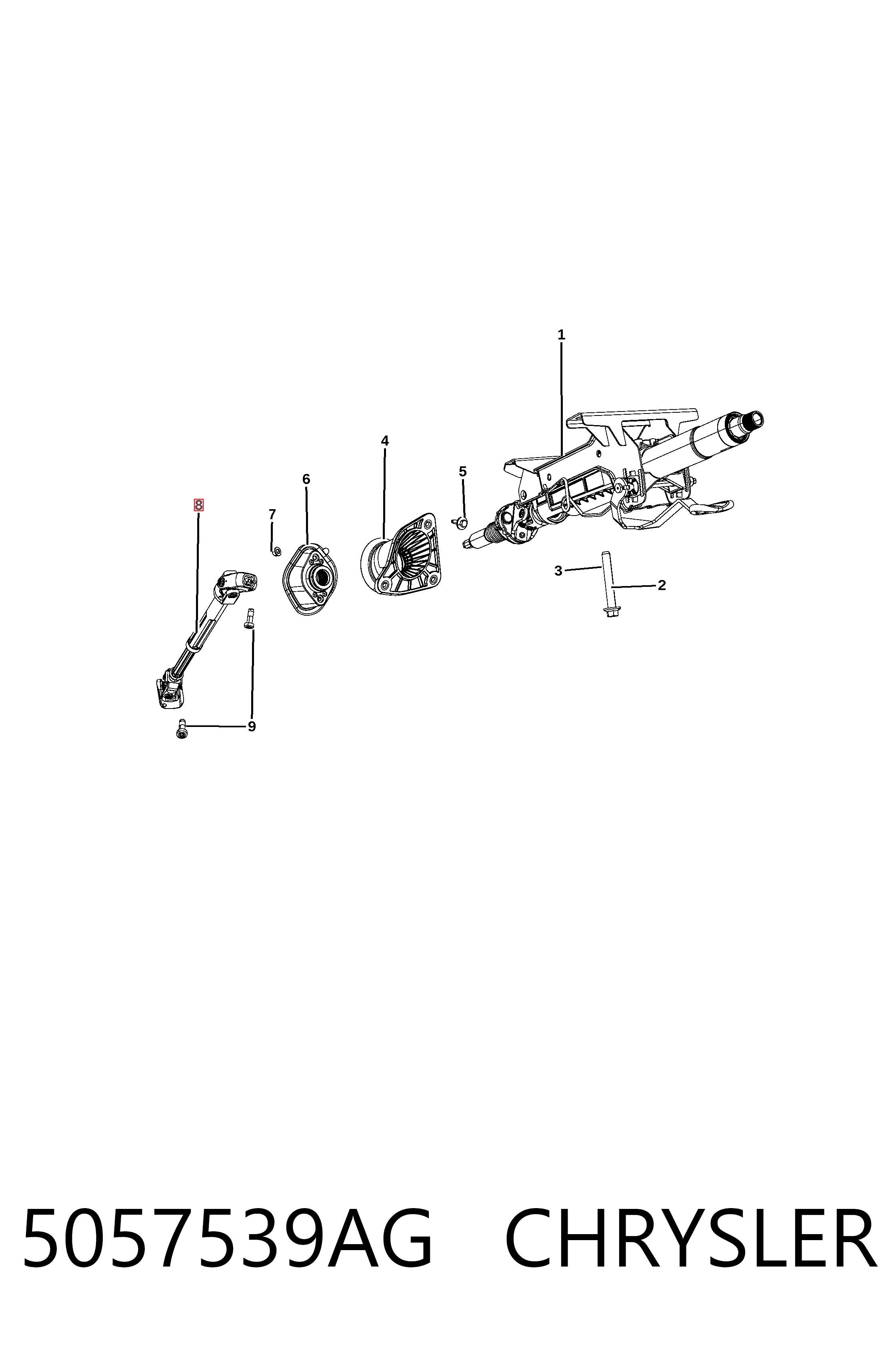 Вал рульової колонки, нижній Fiat/Alfa/Lancia K05057539AH ціна, від 48.79 USD