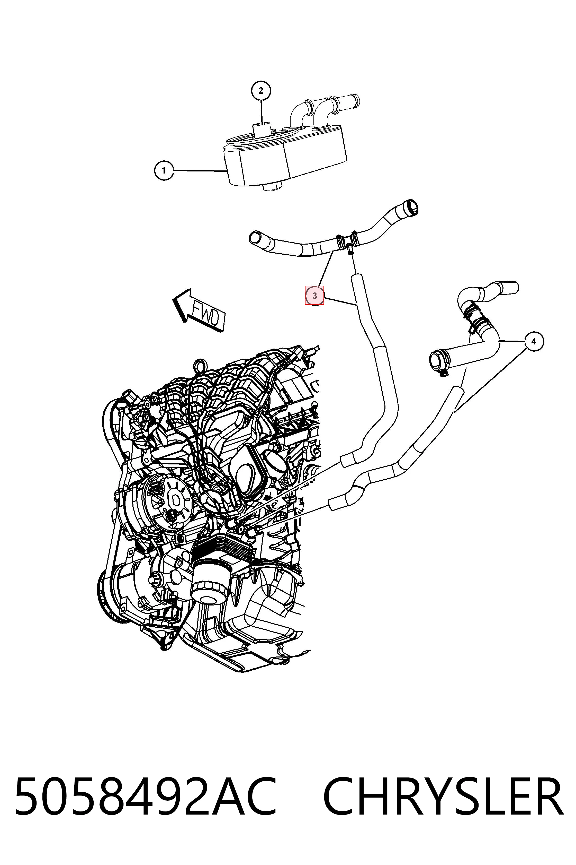 5058492AC Chrysler Патрубок системи охолодження