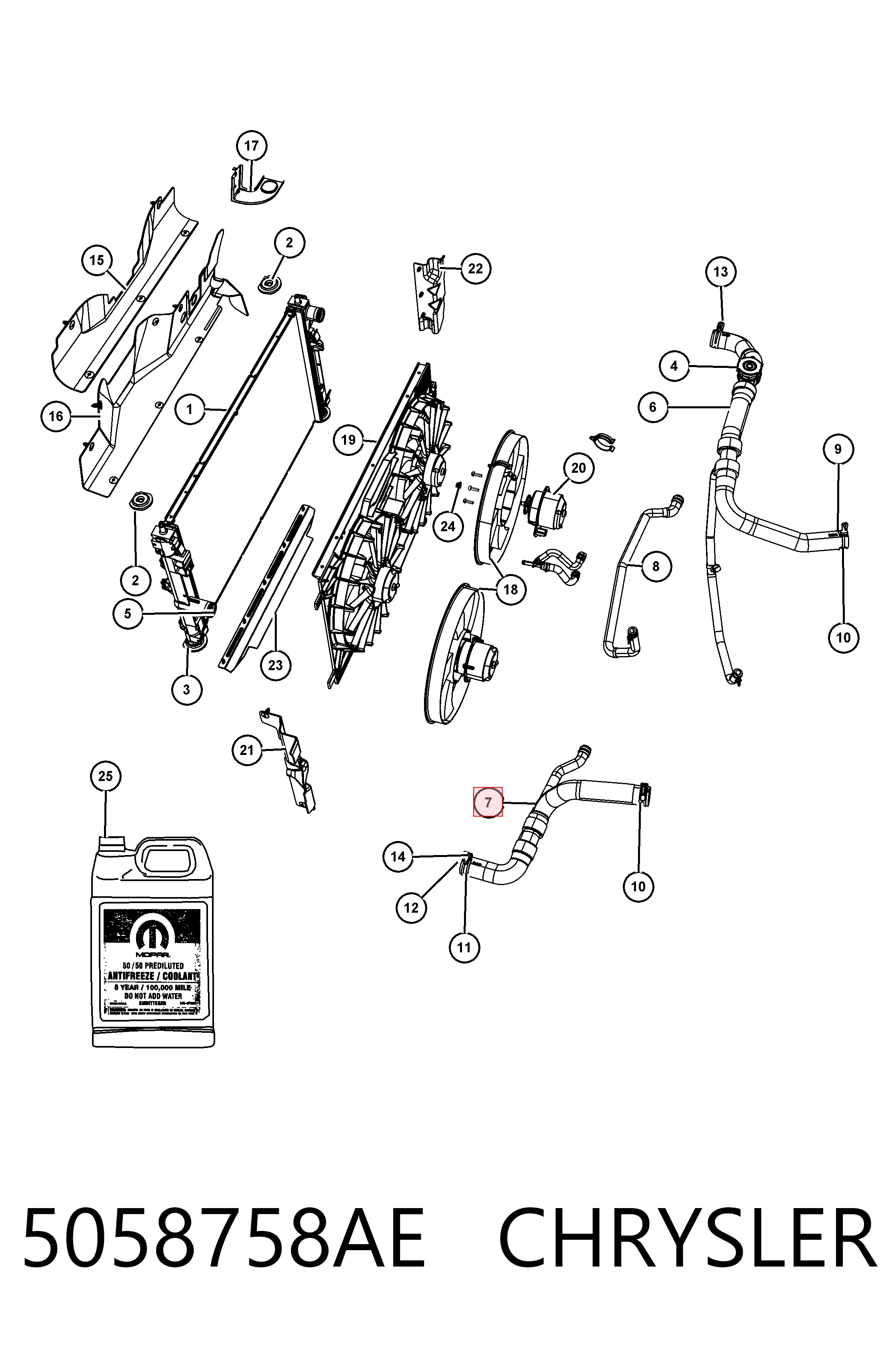 Купити K05058758AD Fiat/Alfa/Lancia Шланг/патрубок радіатора охолодження, нижній