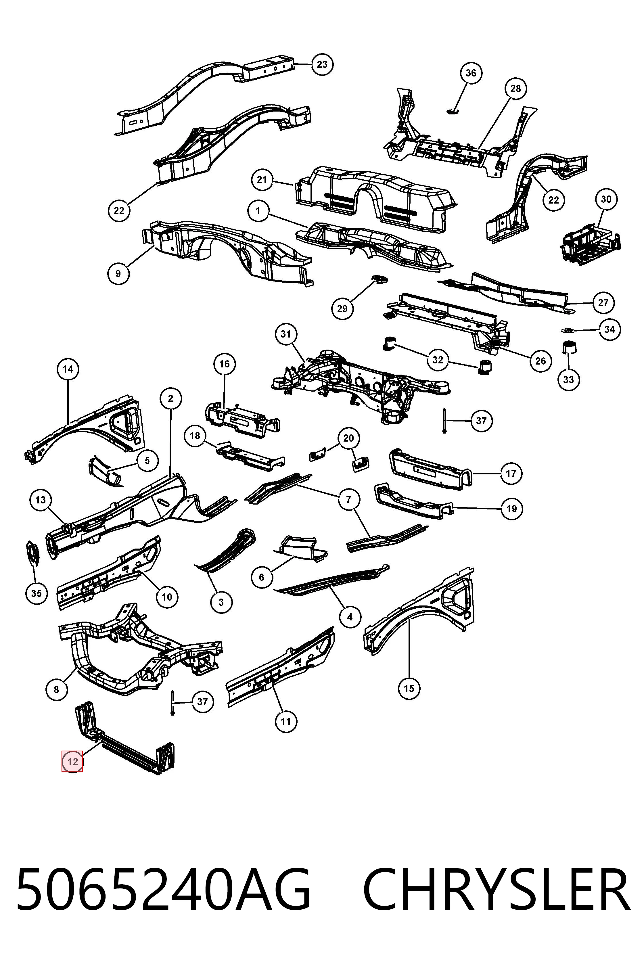 5065240AG Chrysler Рамка радіатора нижня