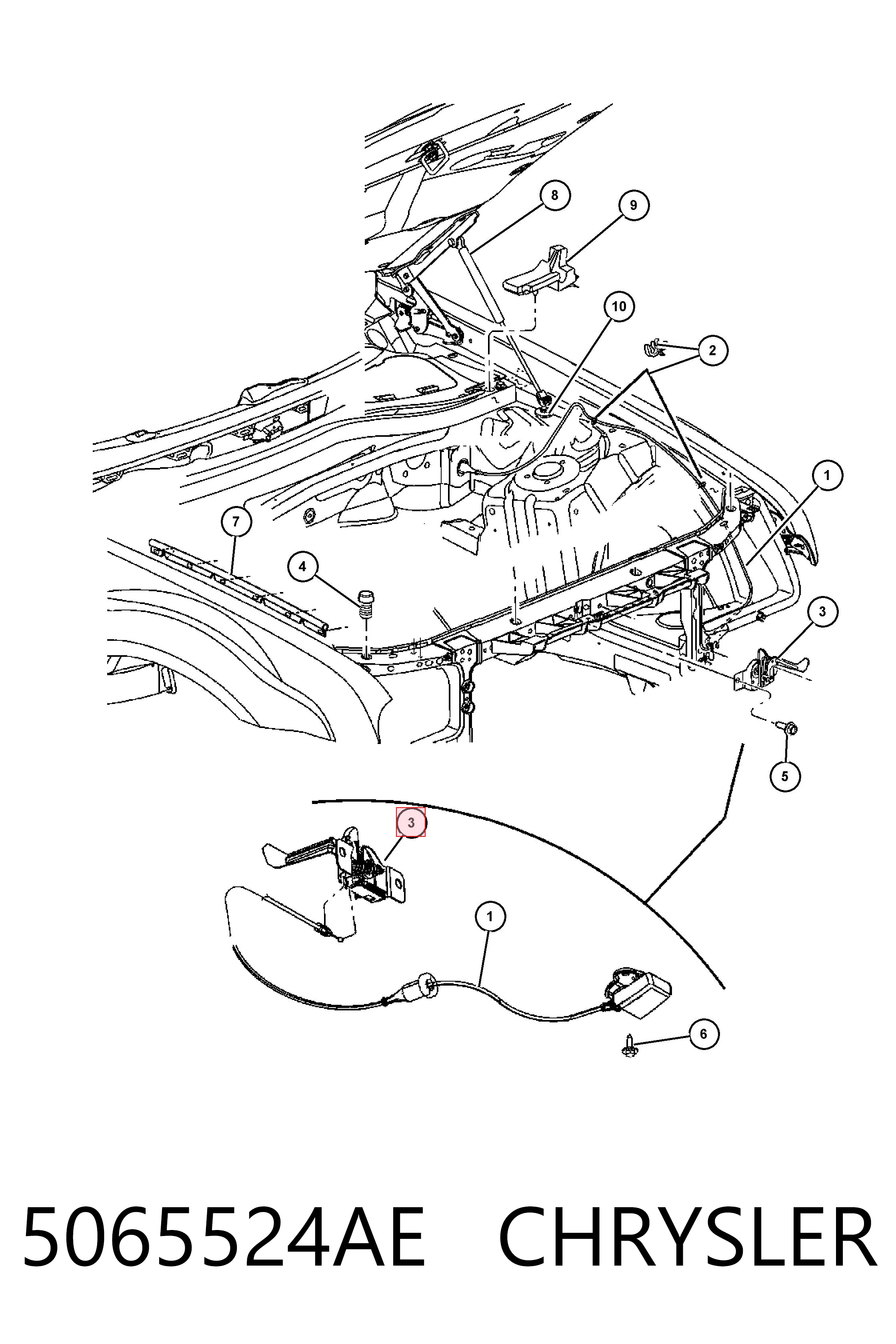 Замок капота Fiat/Alfa/Lancia K05065524AF ціна, від 25.31 USD
