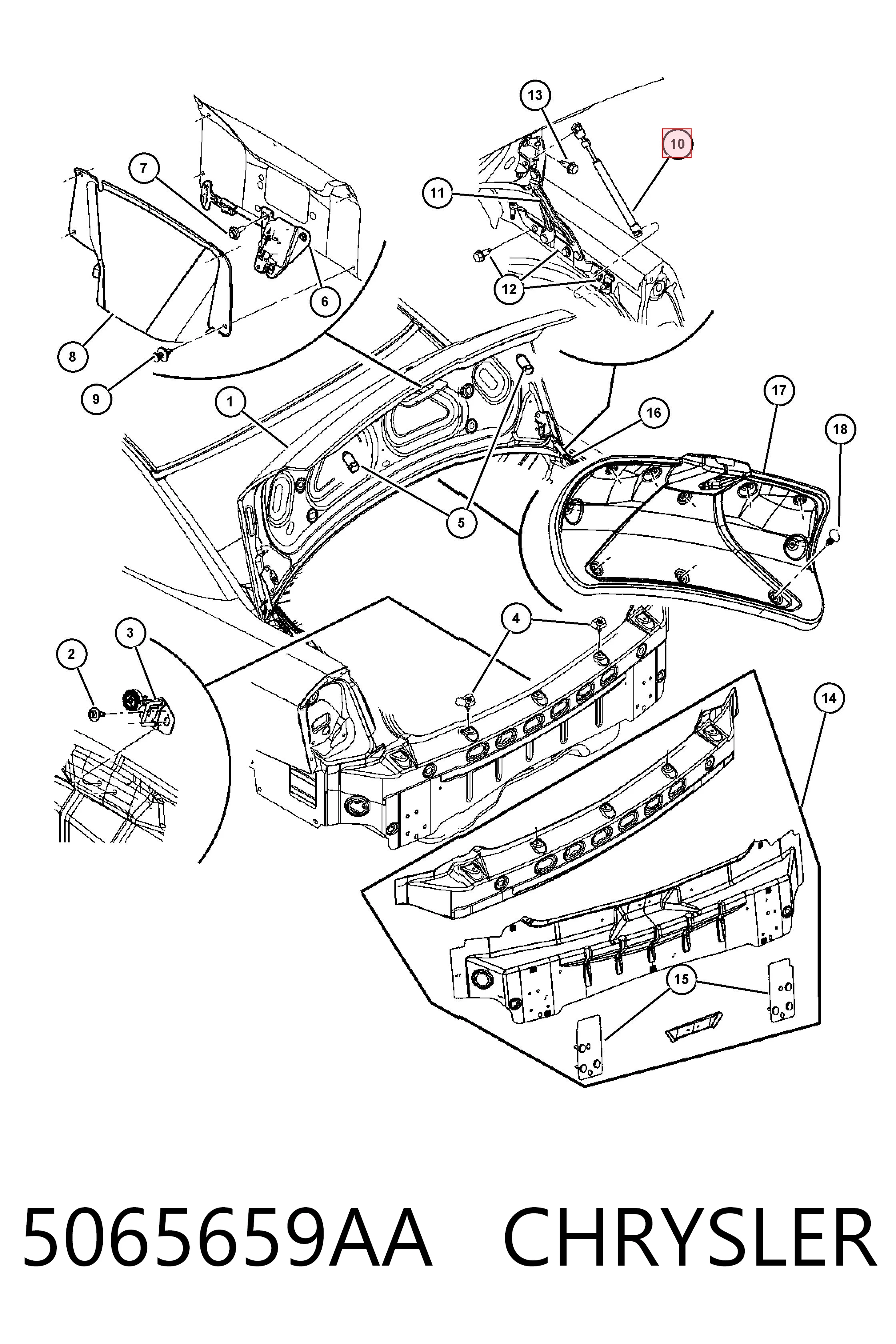 5065659AA Chrysler Амортизатор кришки багажника / двері 3/5-ї задньої