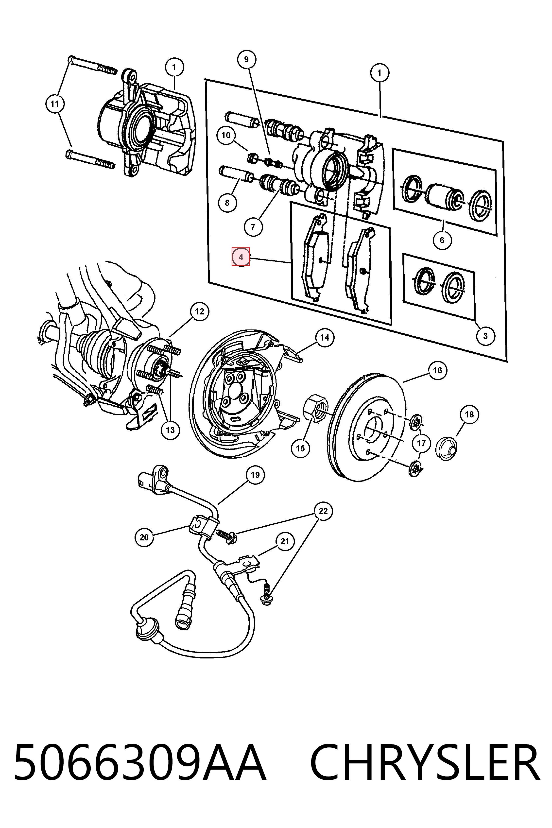 5066309AA Chrysler Колодки гальмівні задні, дискові