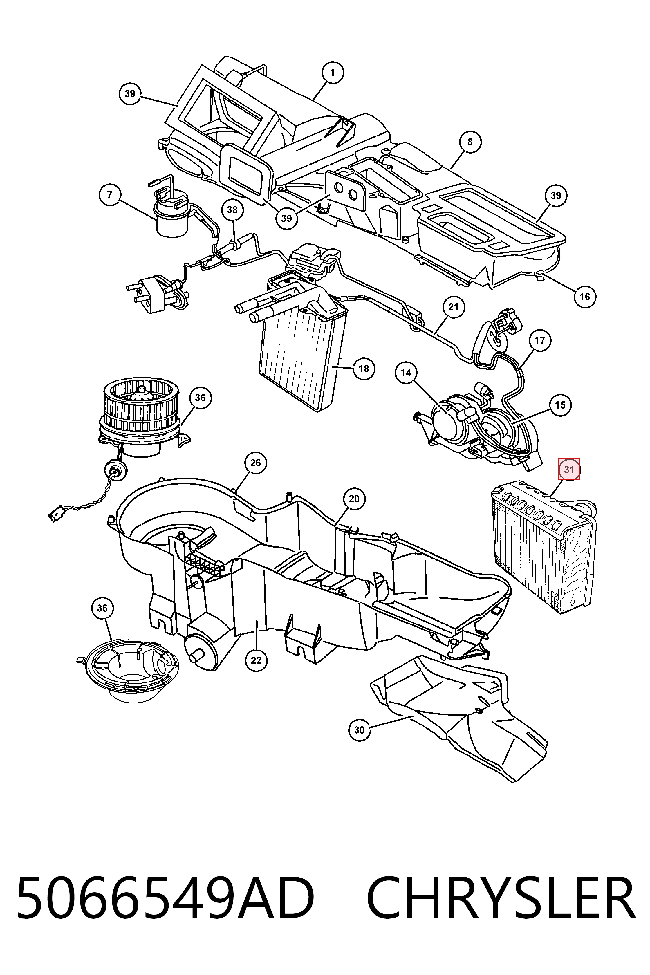 Випаровувач кондиціонера K05066549AB Fiat/Alfa/Lancia