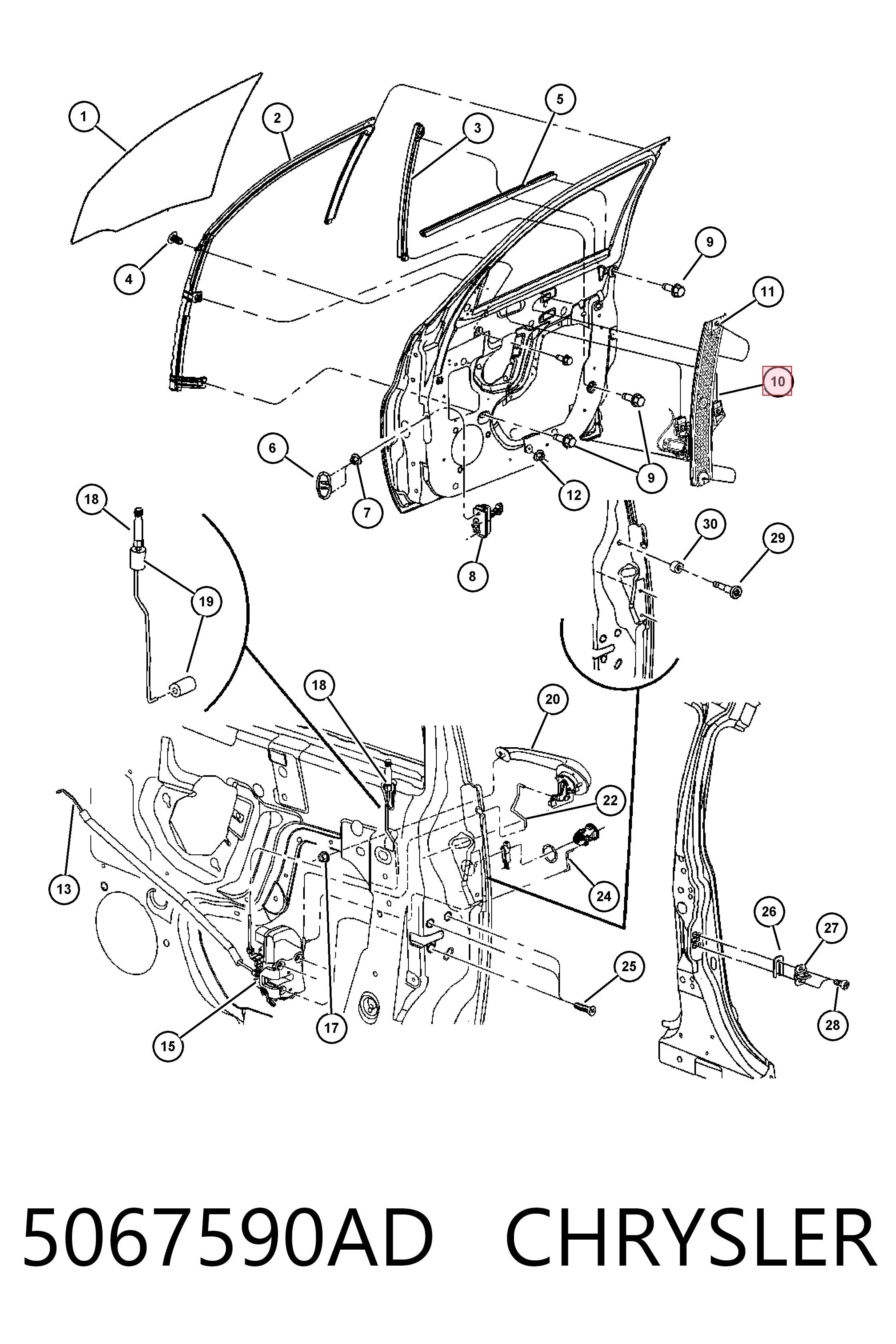 5067590AD Chrysler Склопідйомник (механізм переміщення скла)