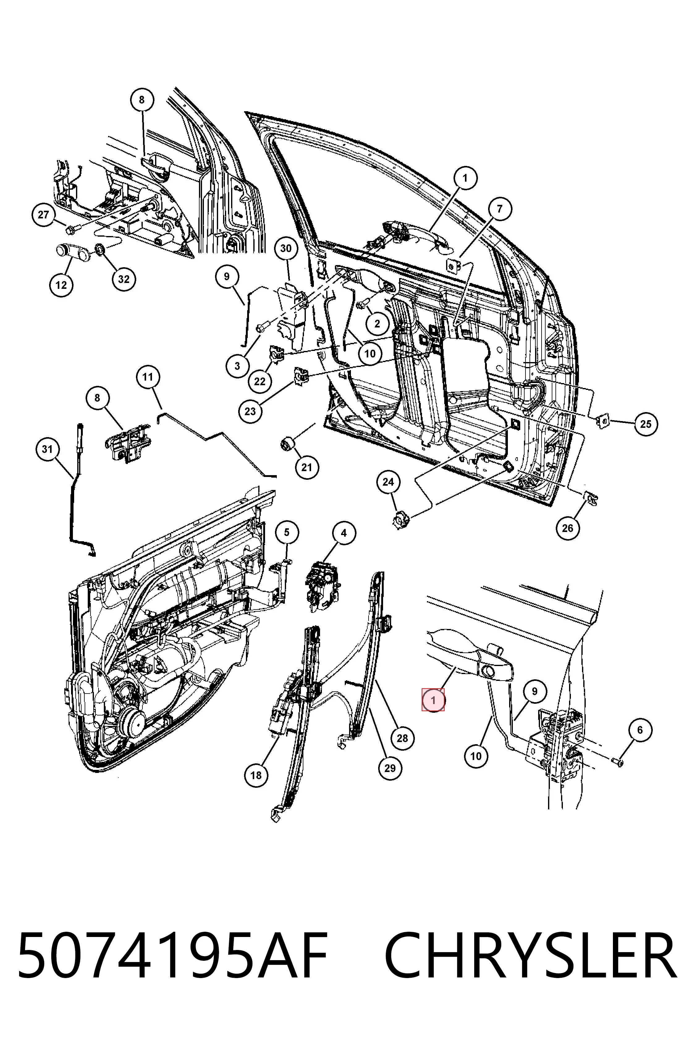 5074195AF Chrysler Ручка передньої двері зовнішня ліва