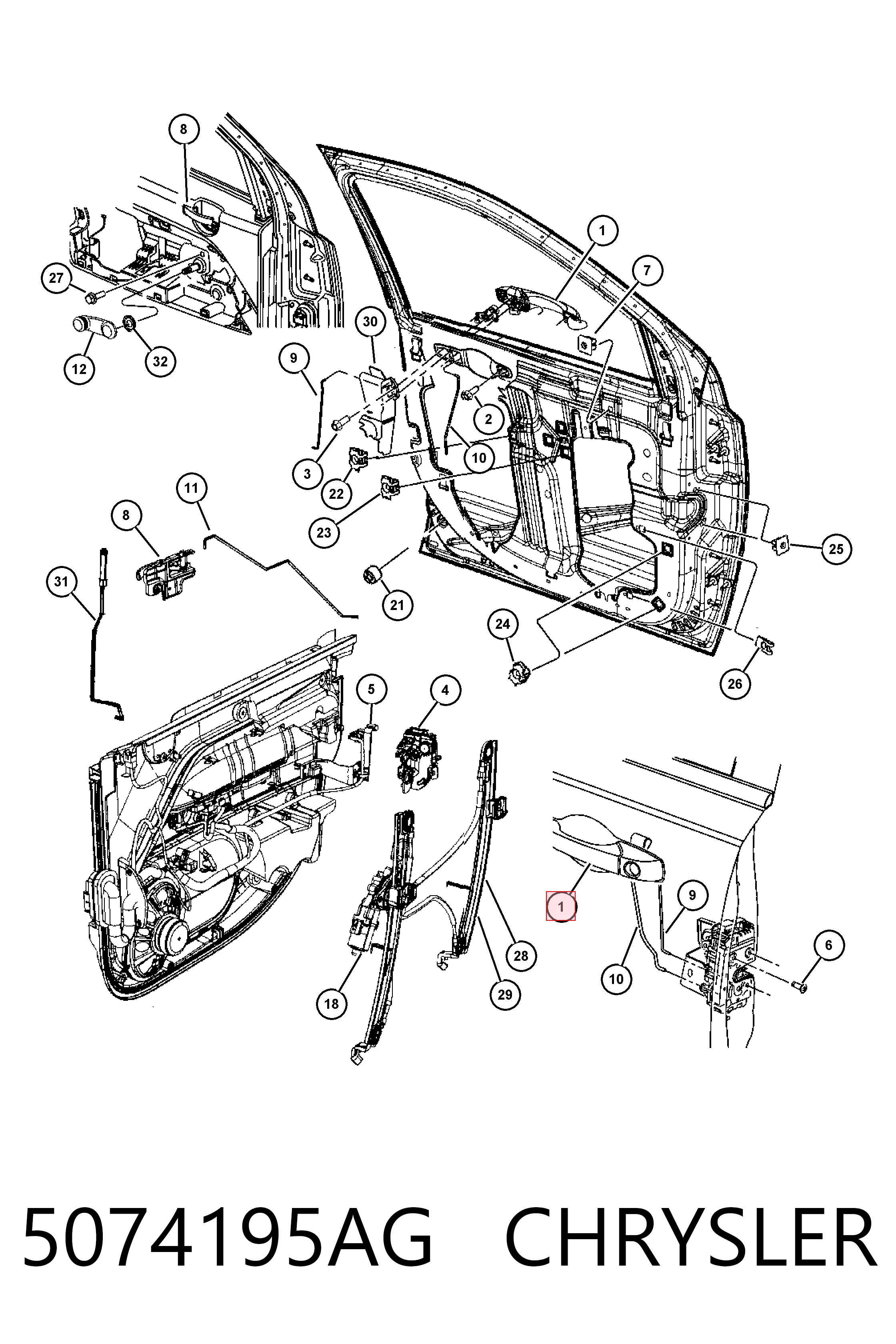 5074195AG Chrysler Ручка передньої двері зовнішня ліва