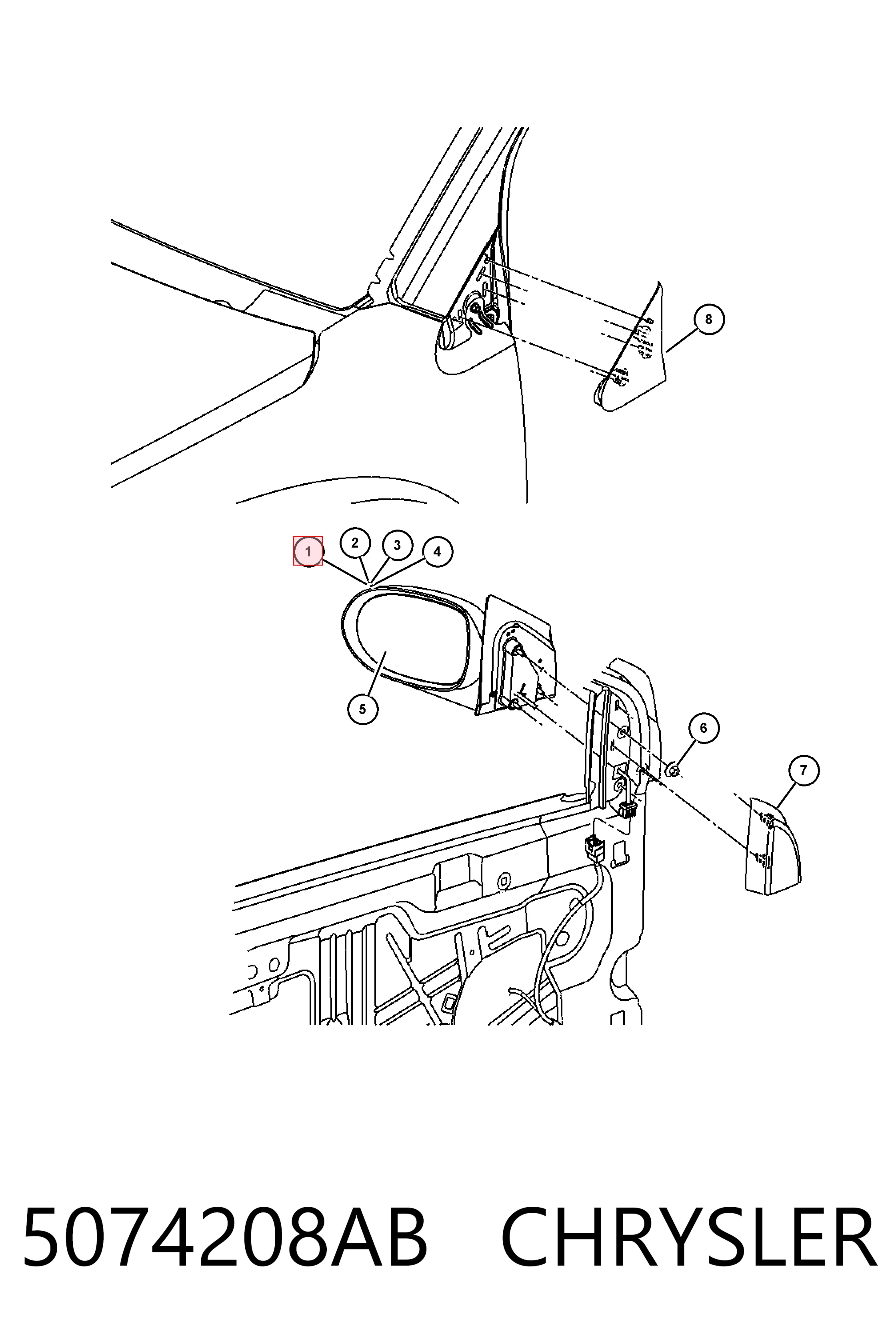 Купити K05074208AD Fiat/Alfa/Lancia Дзеркало праве