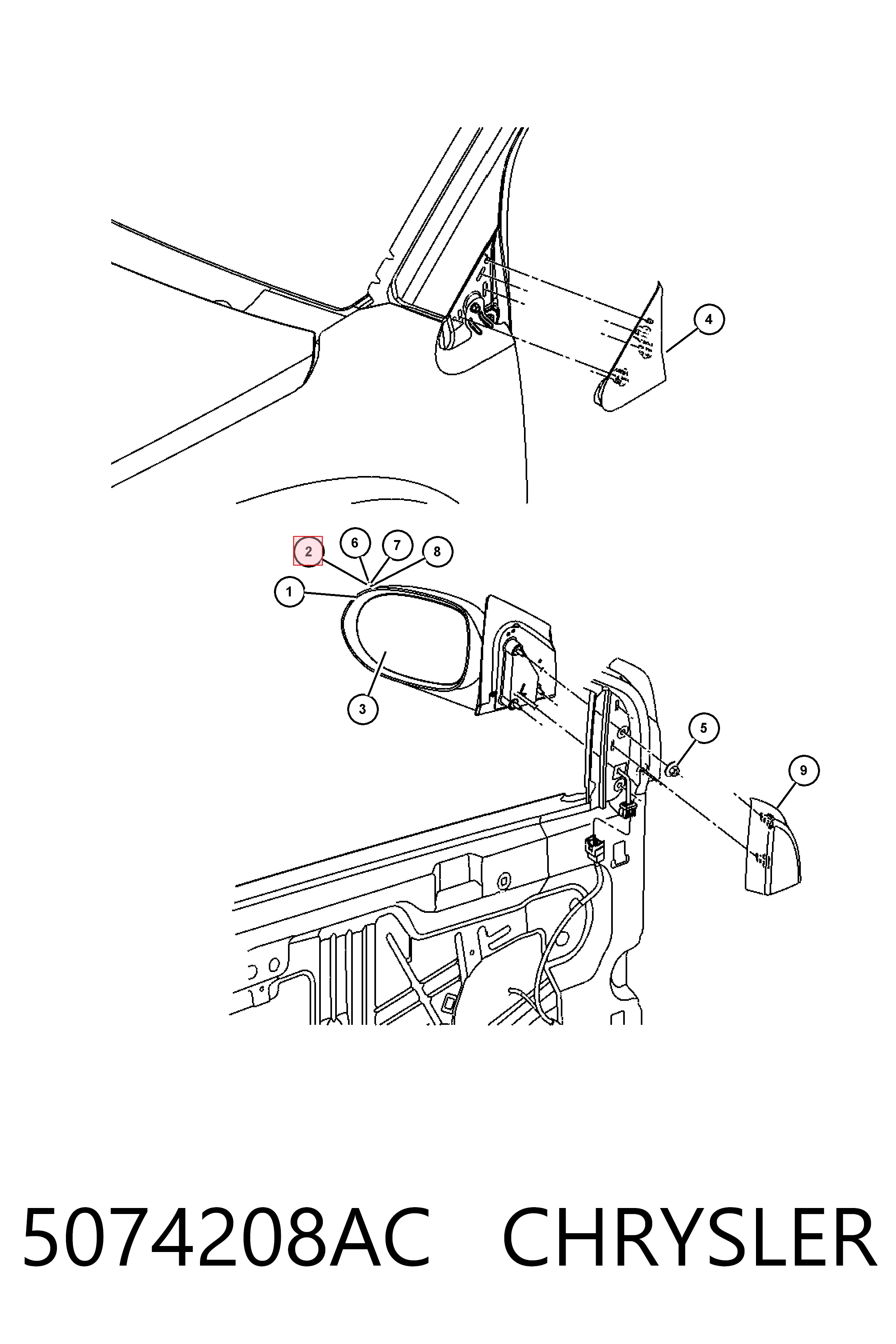 Дзеркало праве K05074208AD Fiat/Alfa/Lancia