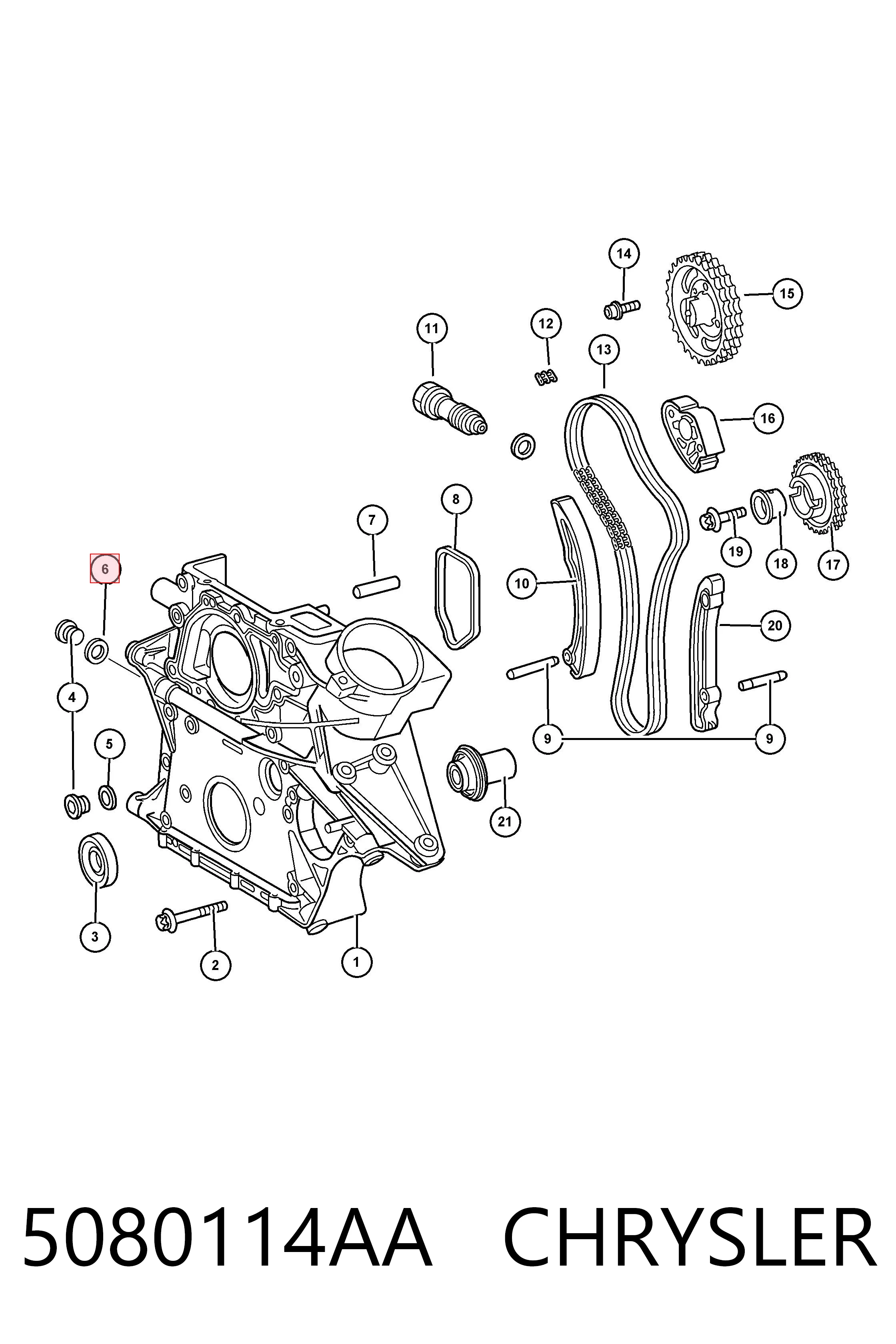 5080114AA Chrysler Ущільнююче кільце масловідділювача картерних газів