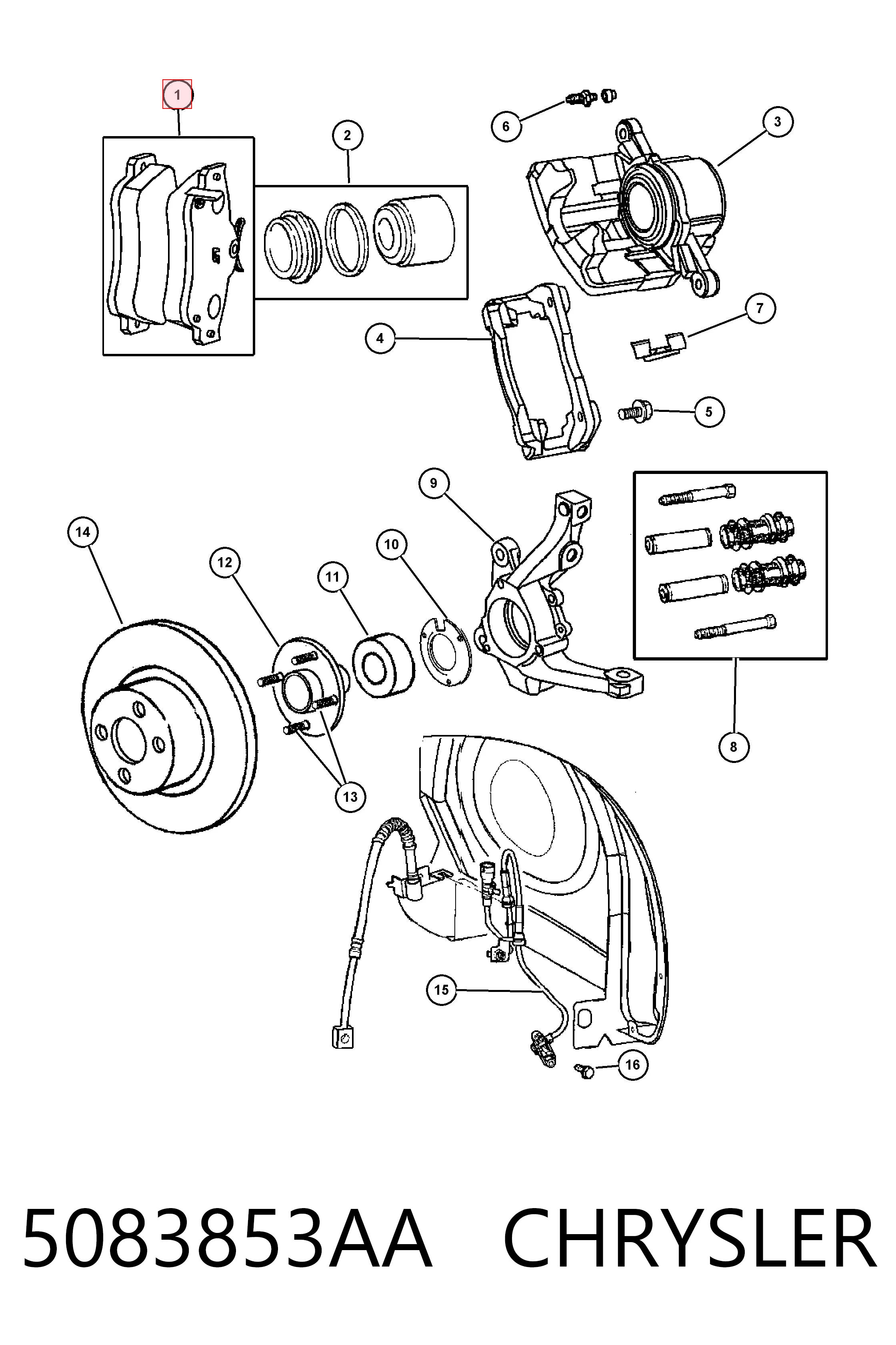 5083853AA Chrysler Передні гальмівні колодки