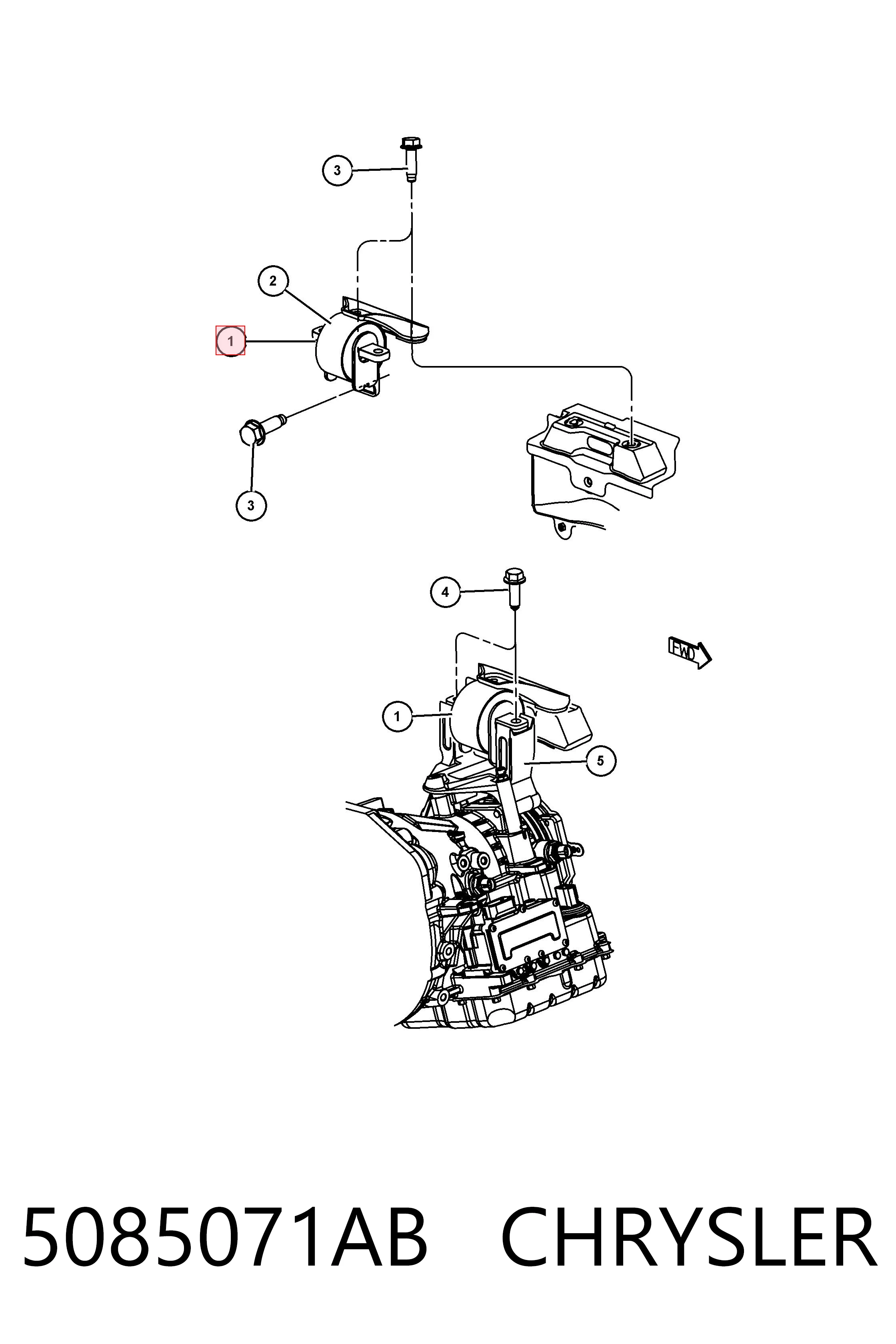 5085071AB Chrysler Подушка (опора) двигуна, права передня