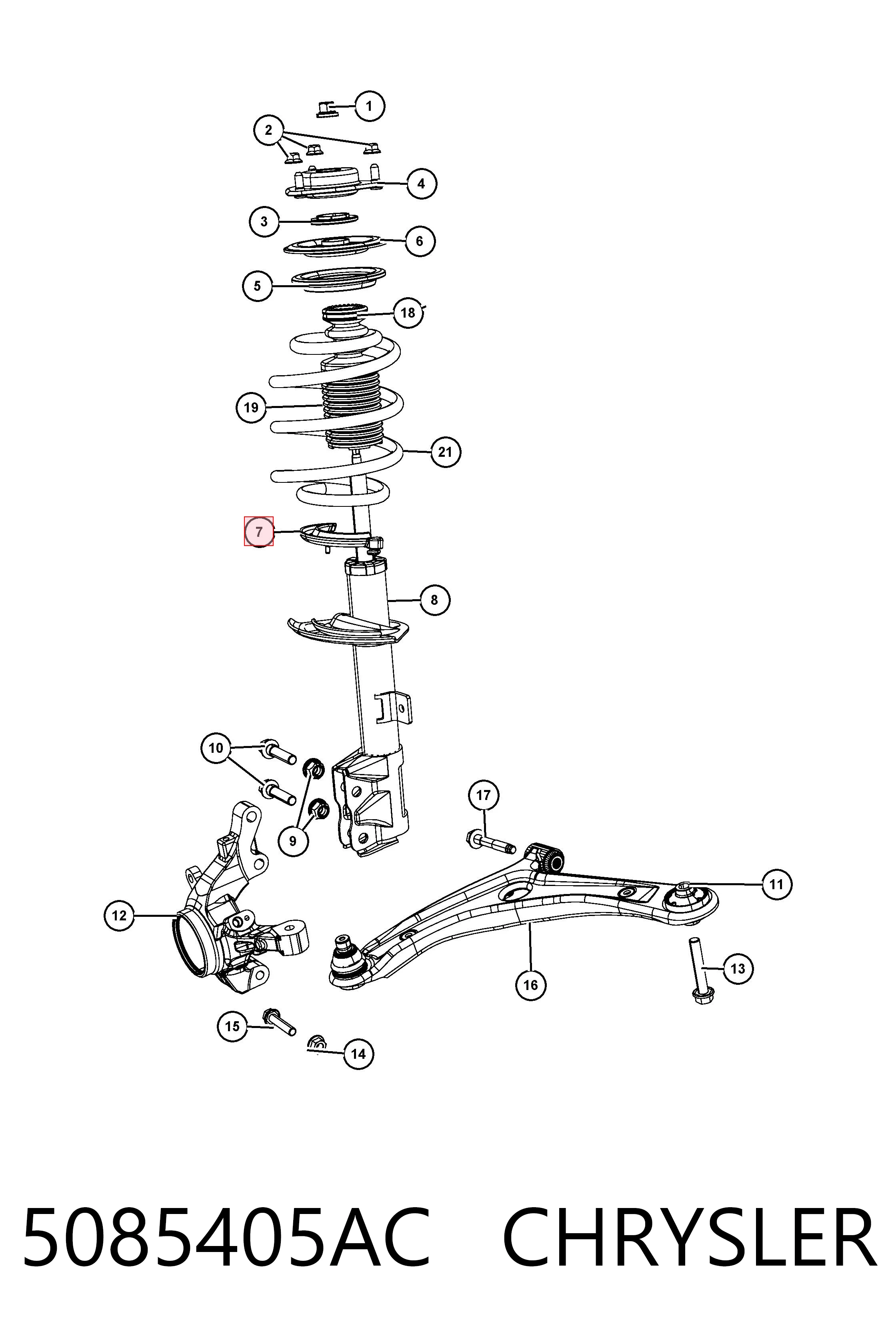 5085405AC Chrysler Проставка (гумове кільце) пружини передньої, нижня