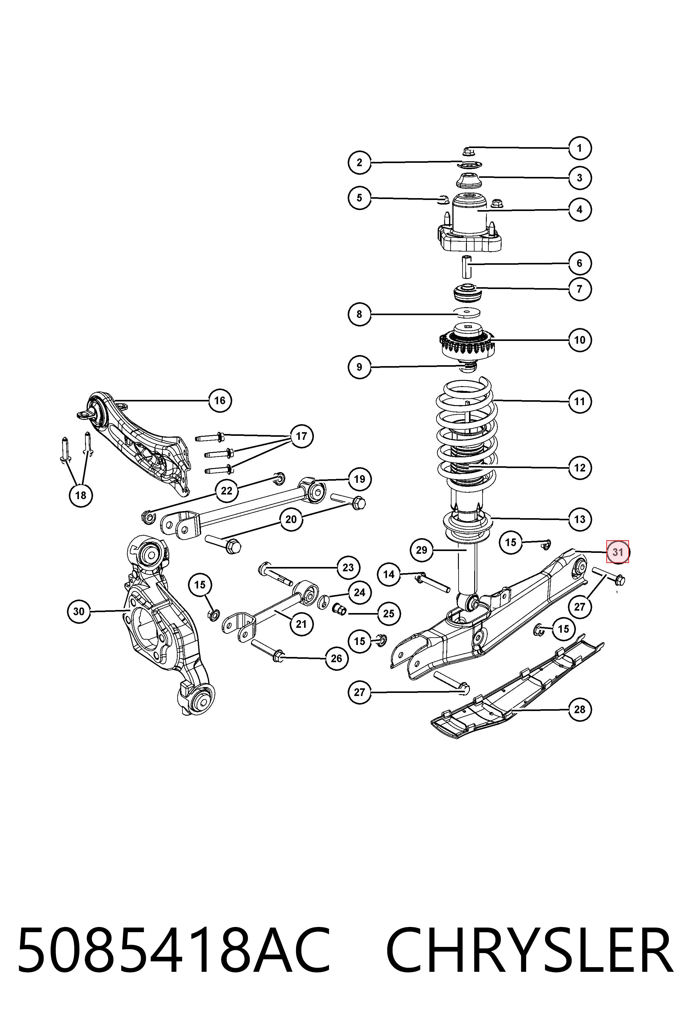 5085418AC Chrysler Важіль задньої підвіски поперечний