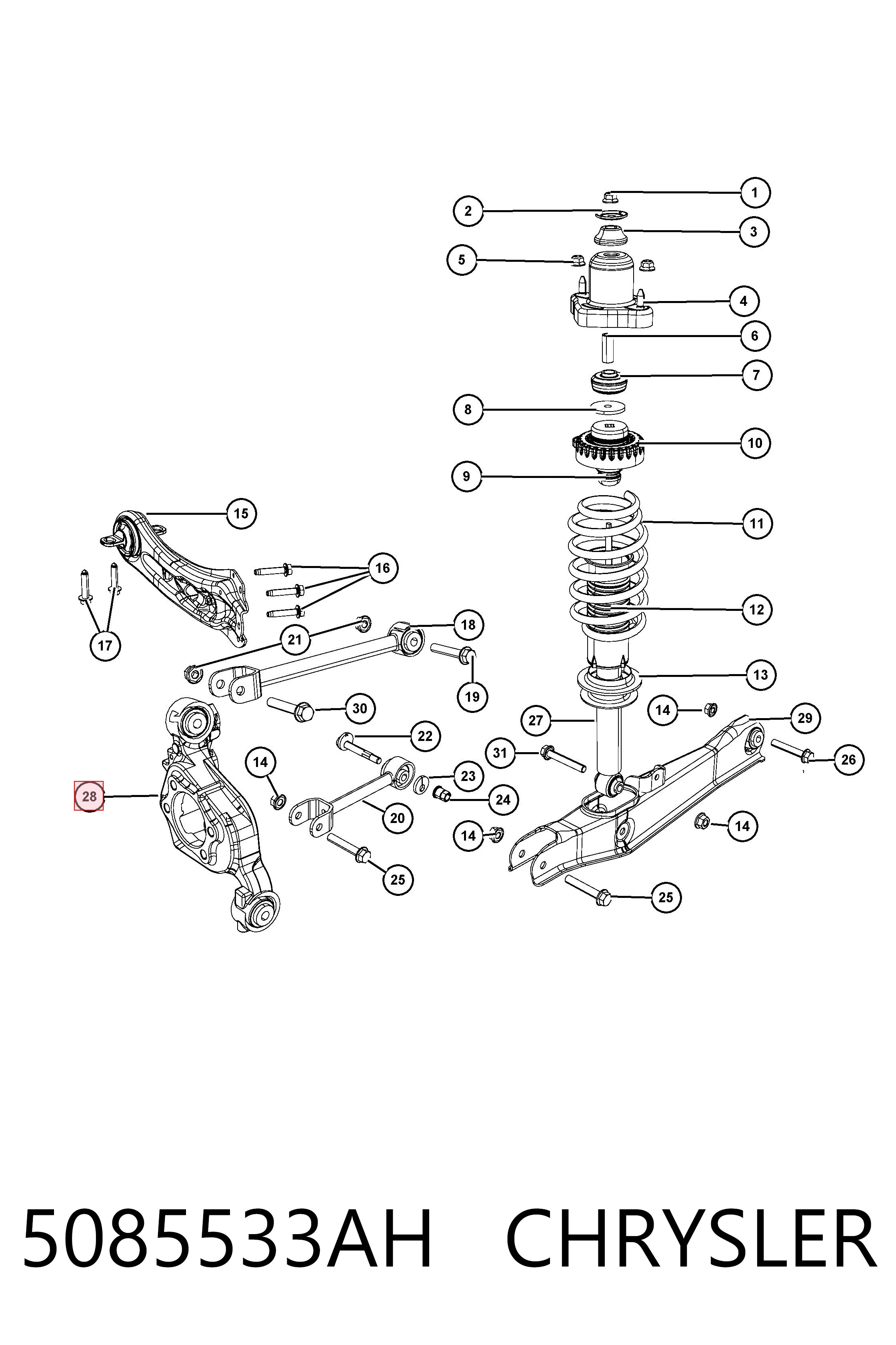 K05085533AH Fiat/Alfa/Lancia Цапфа поворотна ліва