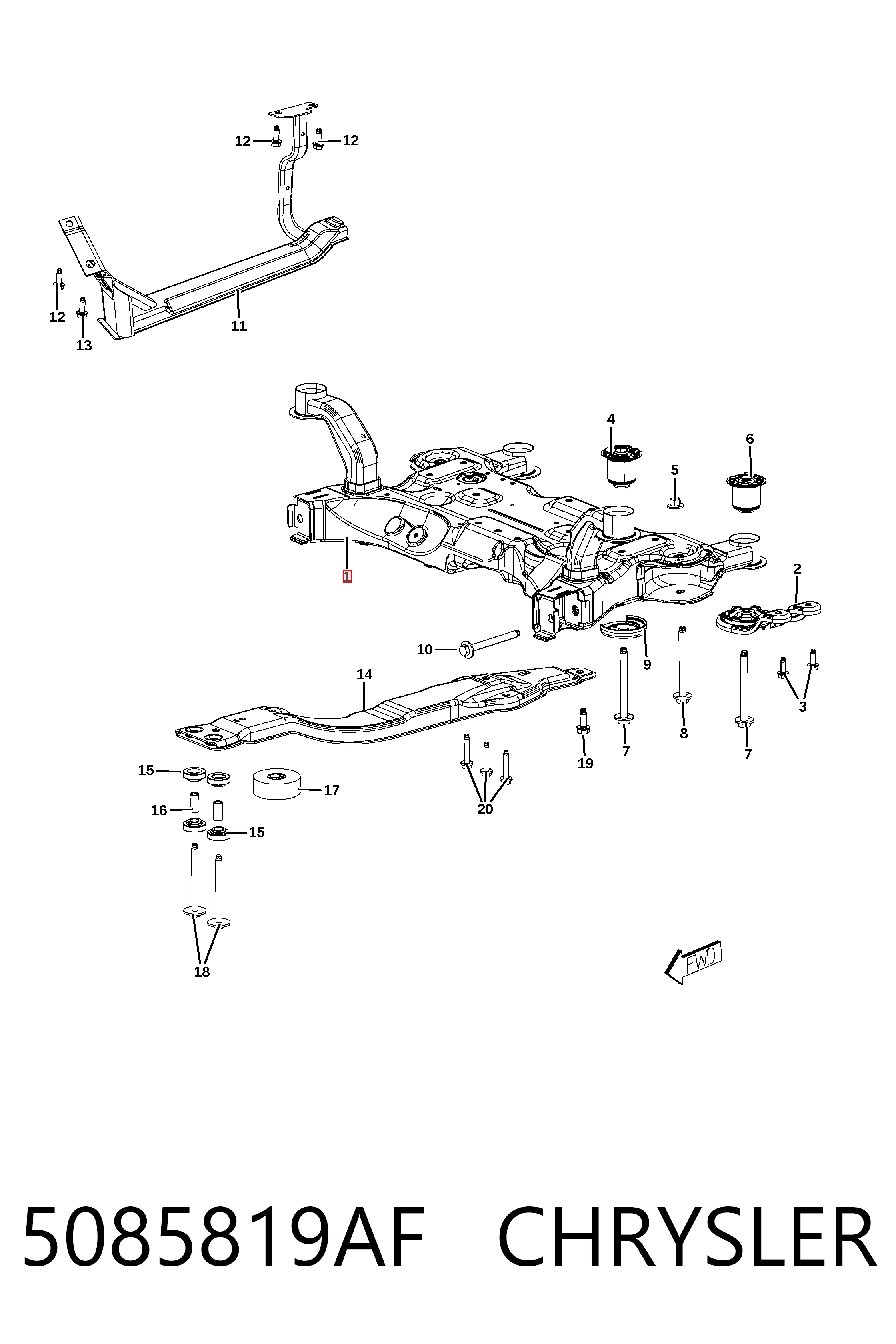 5085819AF Chrysler Передня балка