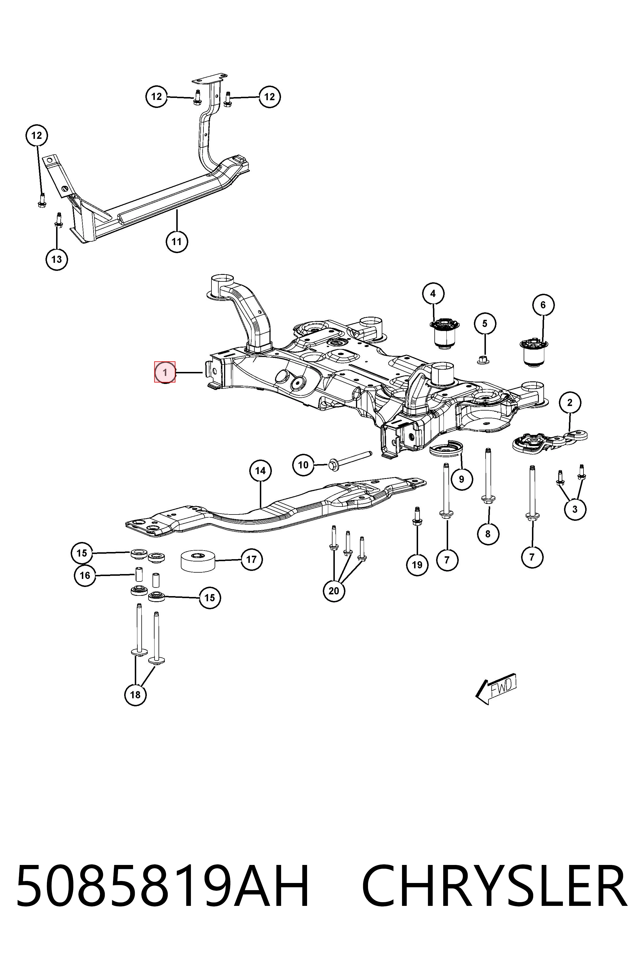 5085819AH Chrysler Передня балка