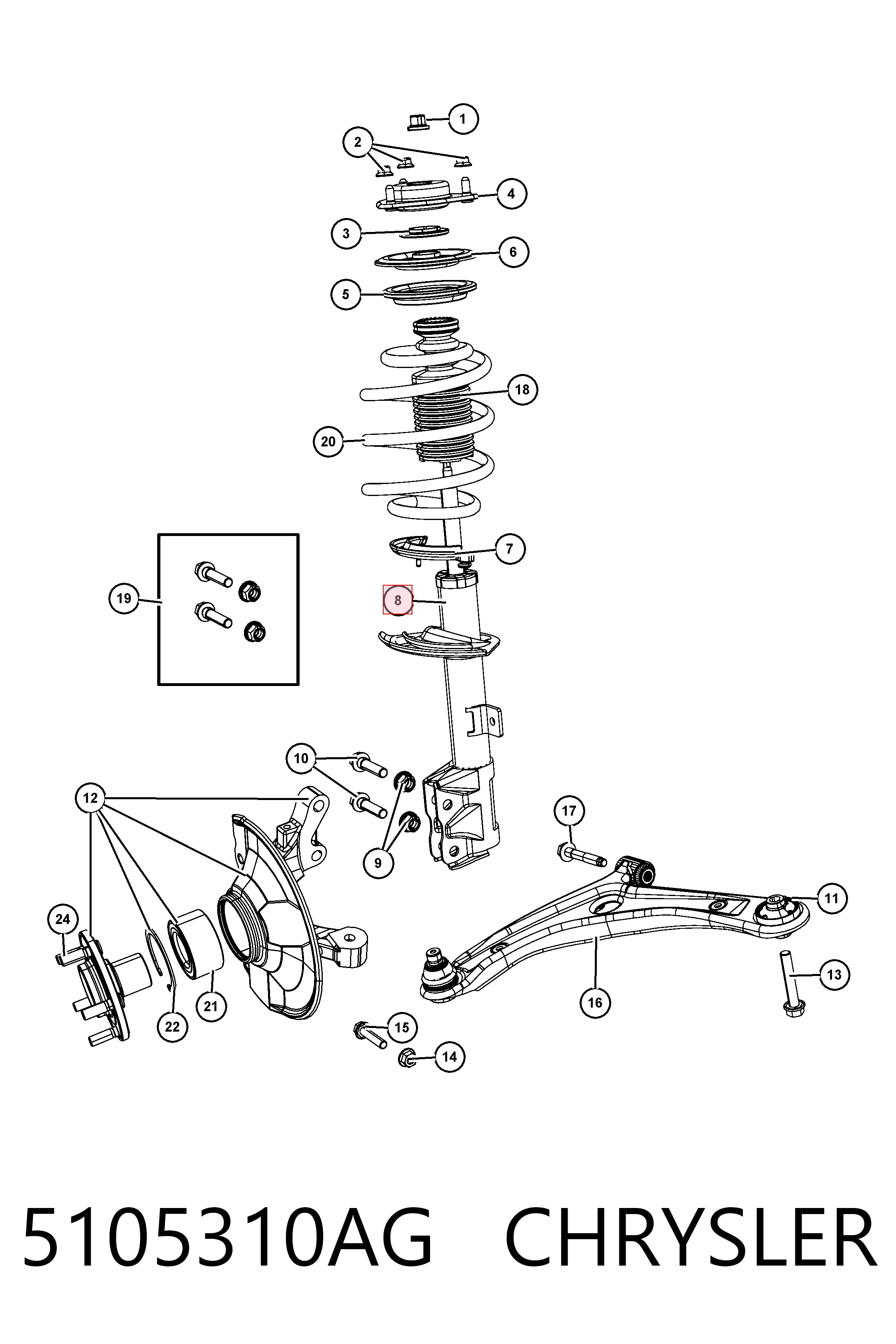 Купити K05105310AH Fiat/Alfa/Lancia Амортизатор передній, правий
