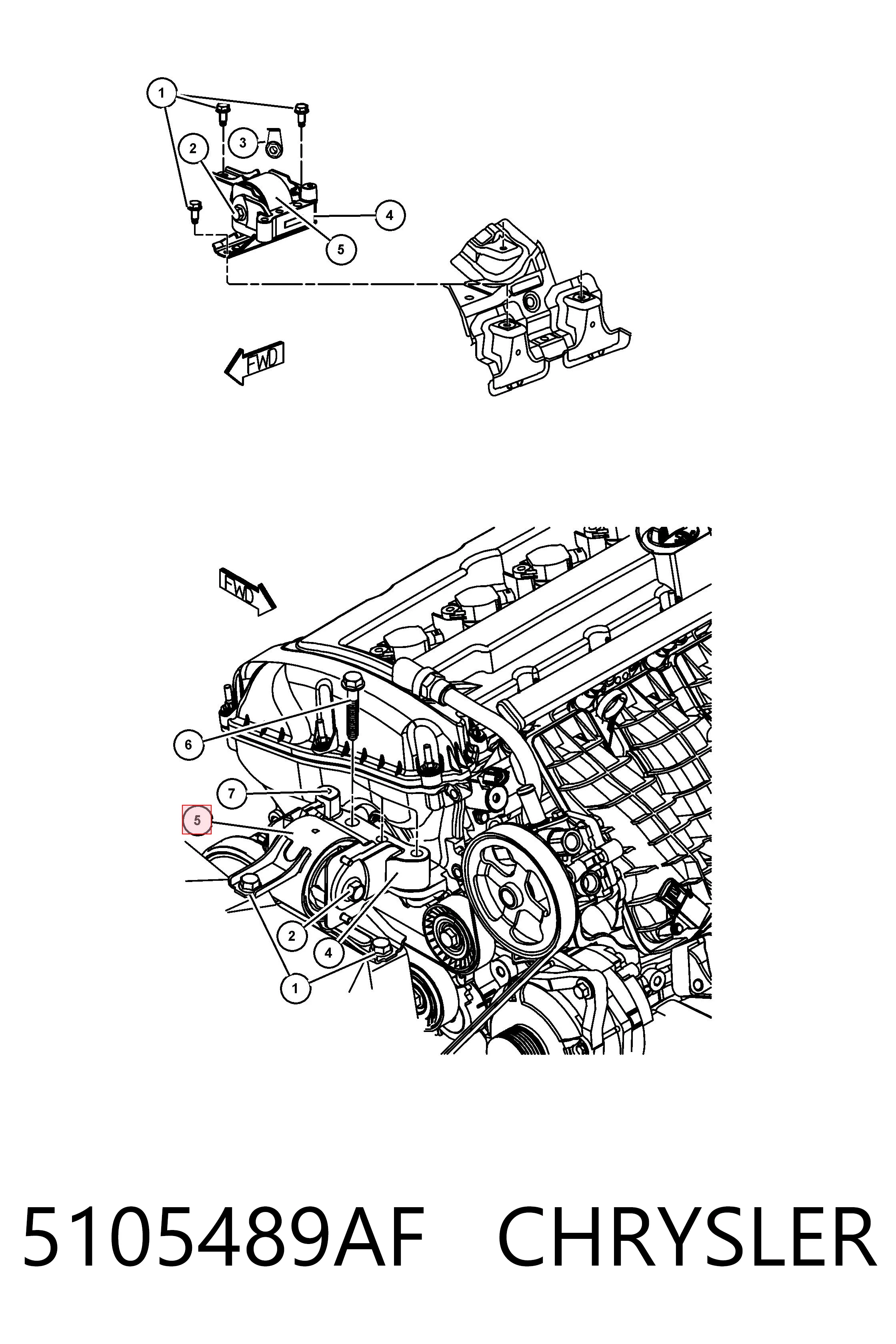 5105489AF Chrysler Права подушка мотора