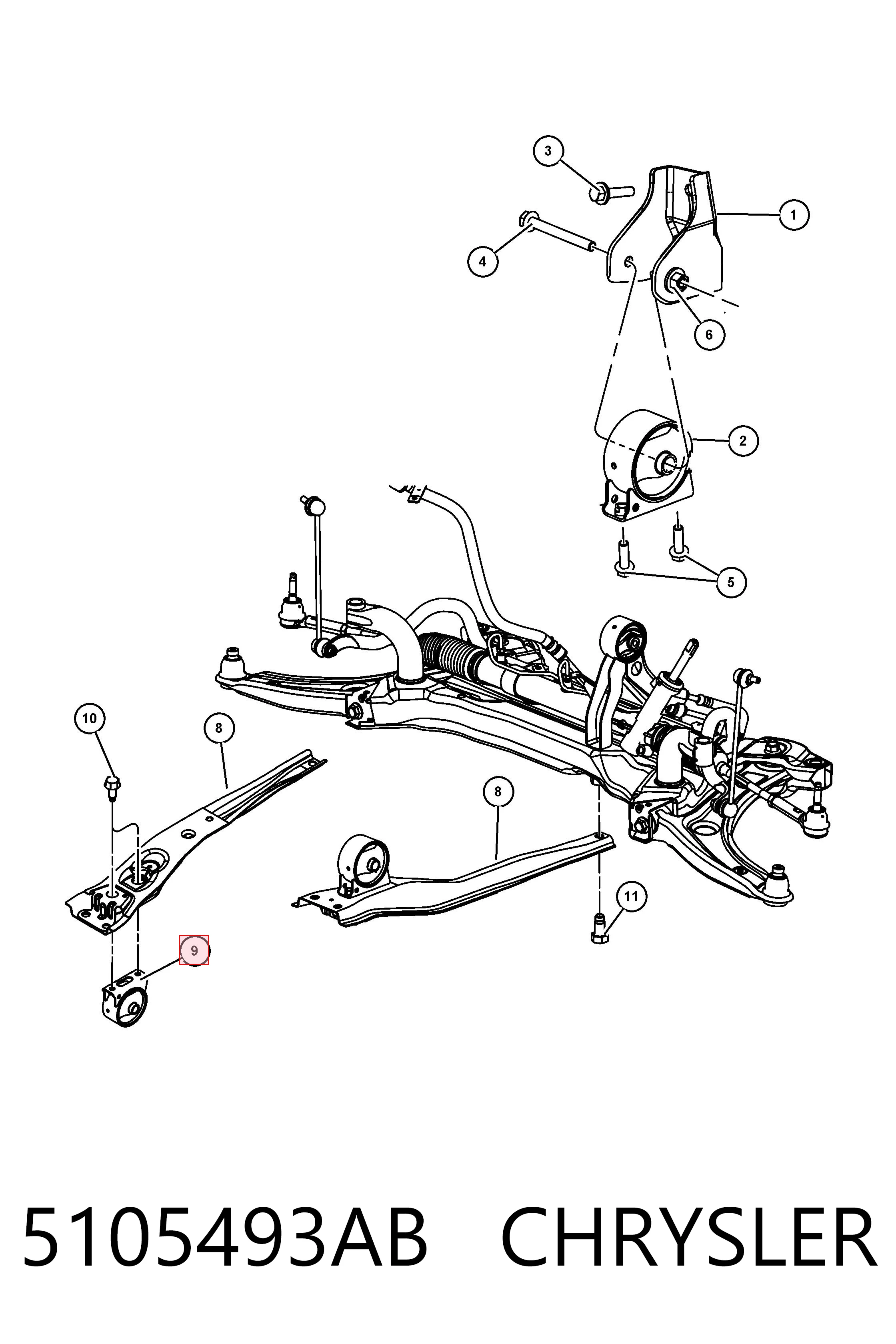 5105493AB Chrysler Подушка передньої опори двигуна