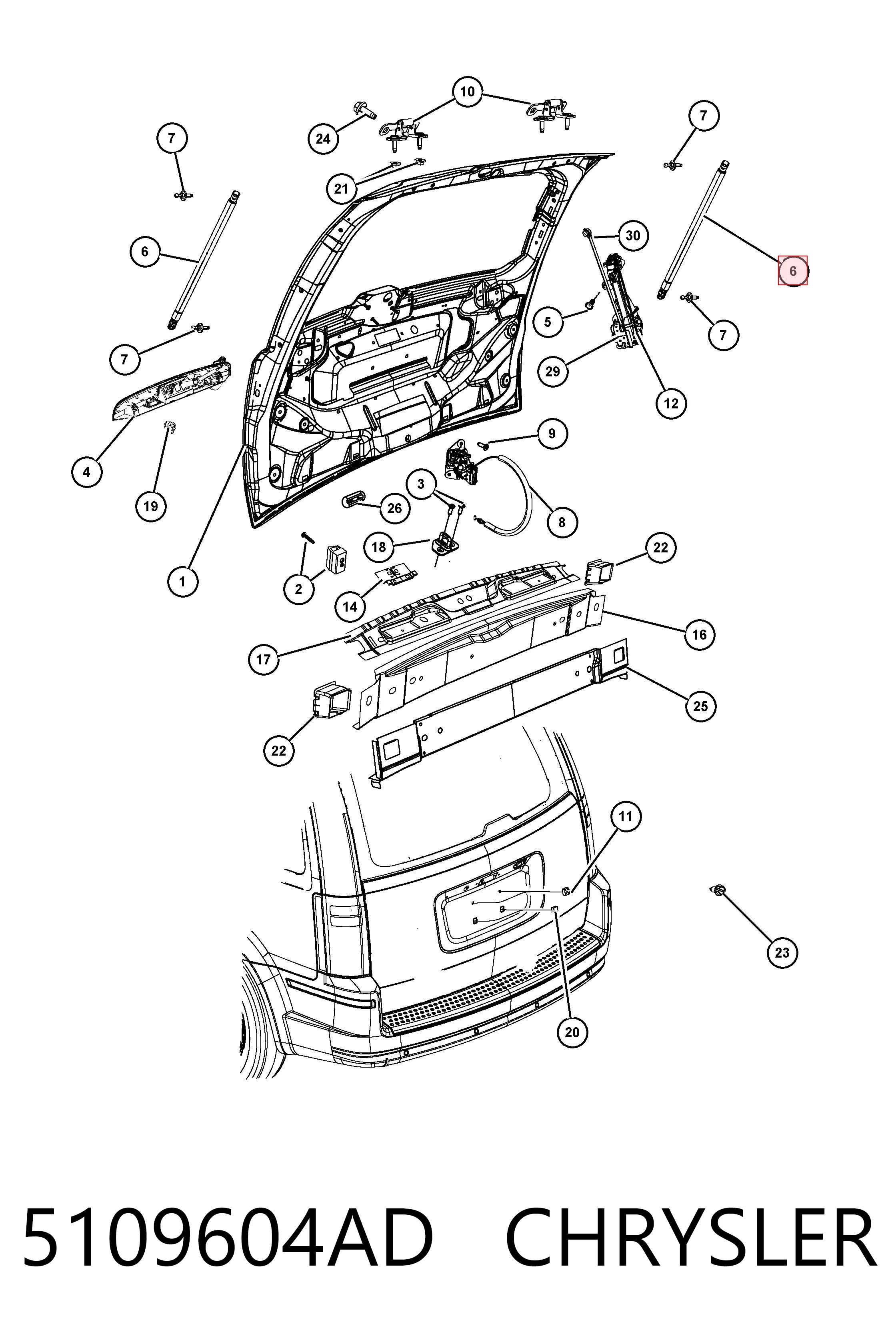 5109604AD Chrysler Амортизатор кришки багажника / двері 3/5-ї задньої