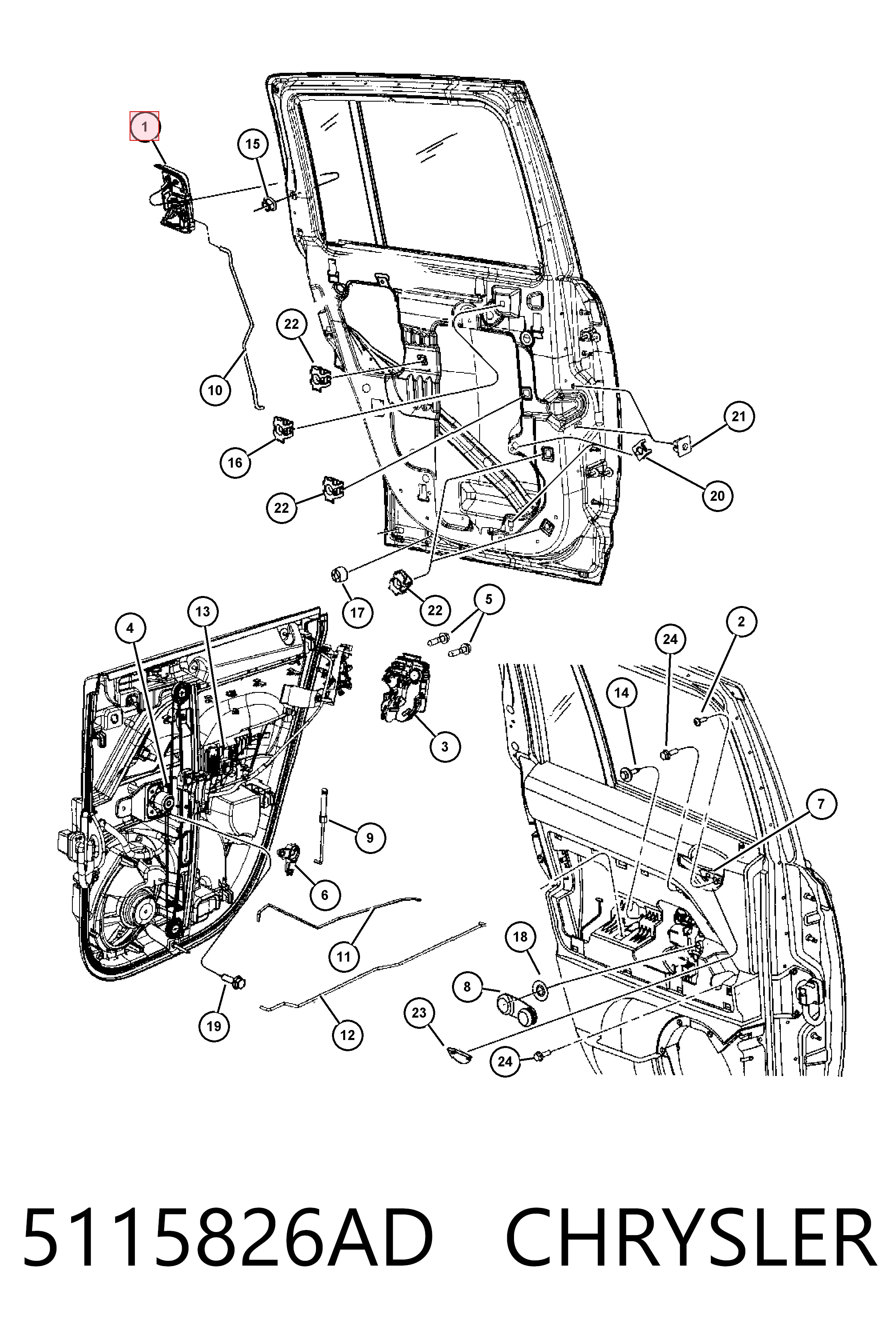 5115826AD Chrysler Ручка задніх дверей зовнішня, права