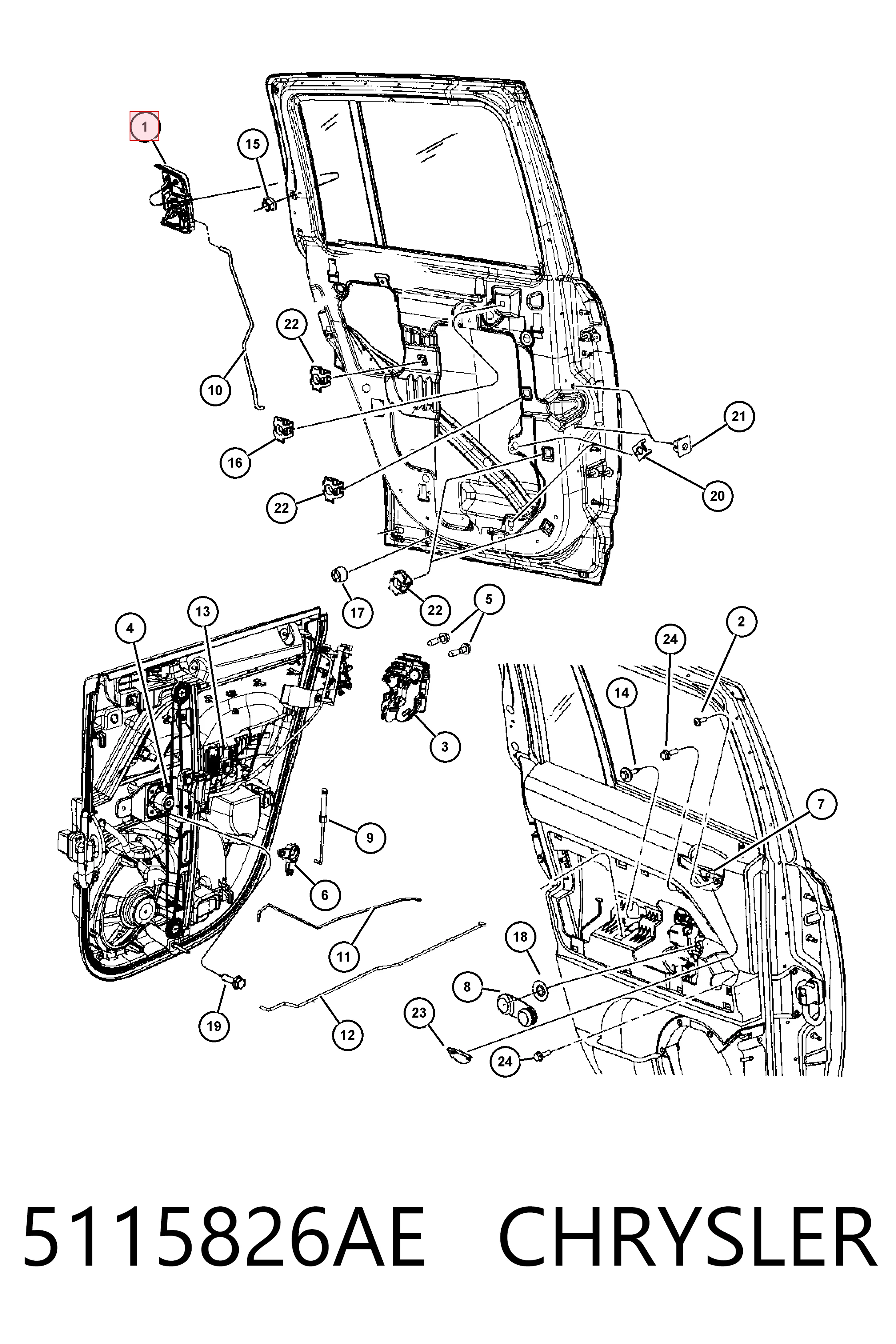 5115826AE Chrysler Ручка задніх дверей зовнішня, права