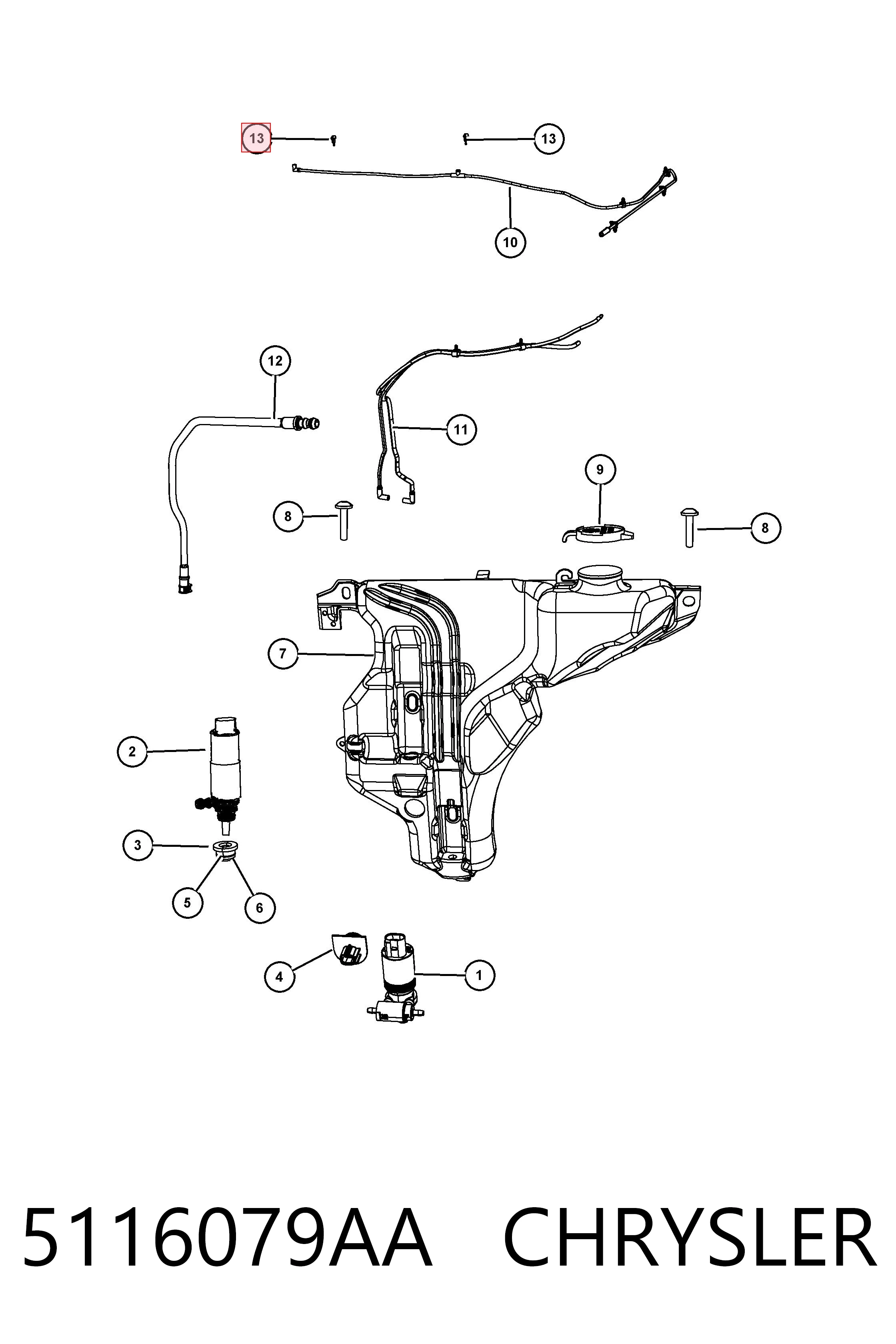 5116079AA Chrysler Сопло склоомивача вітрового скла