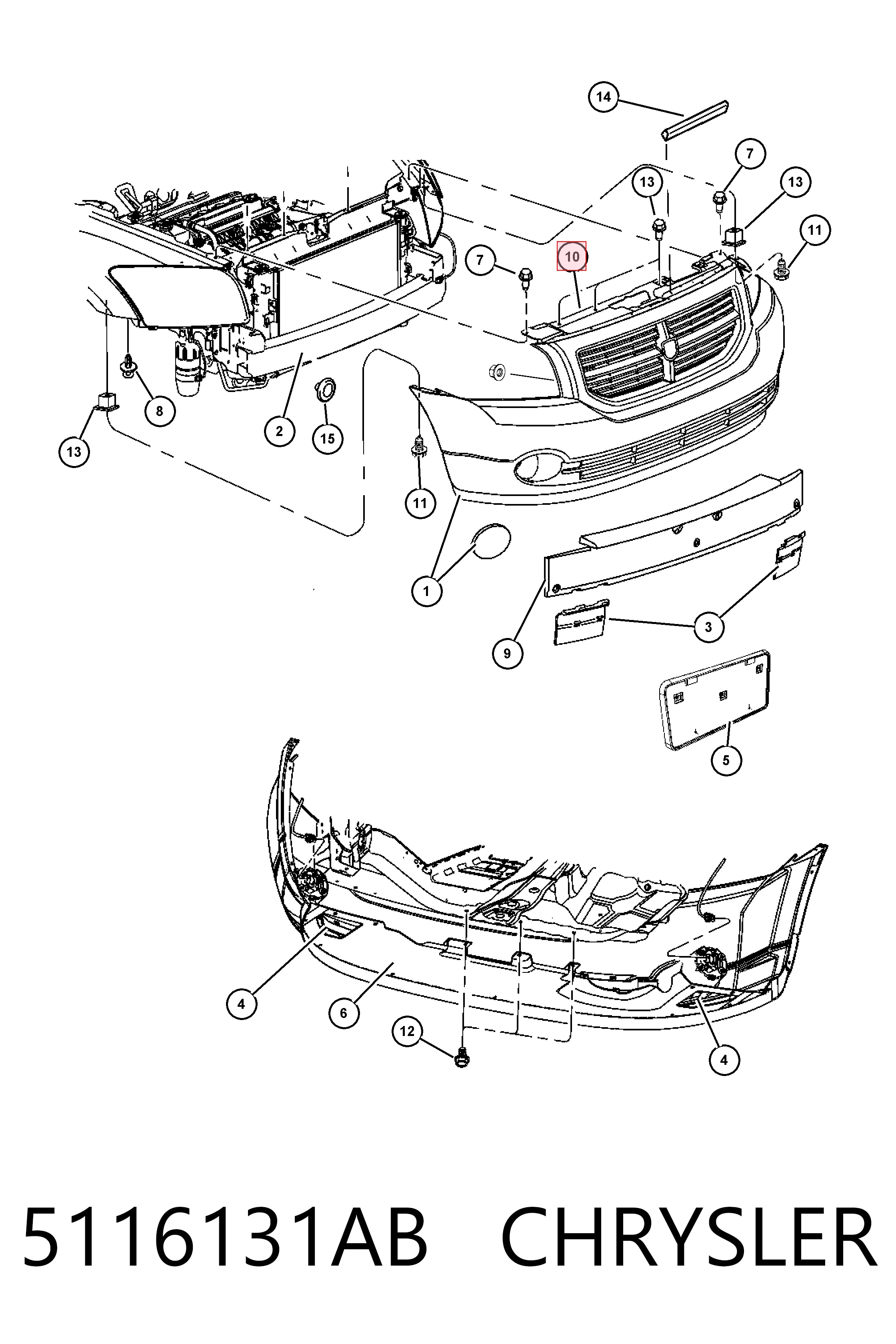 Купити K05116131AA Fiat/Alfa/Lancia Повітропровід / дефлектор радіатора, верхній