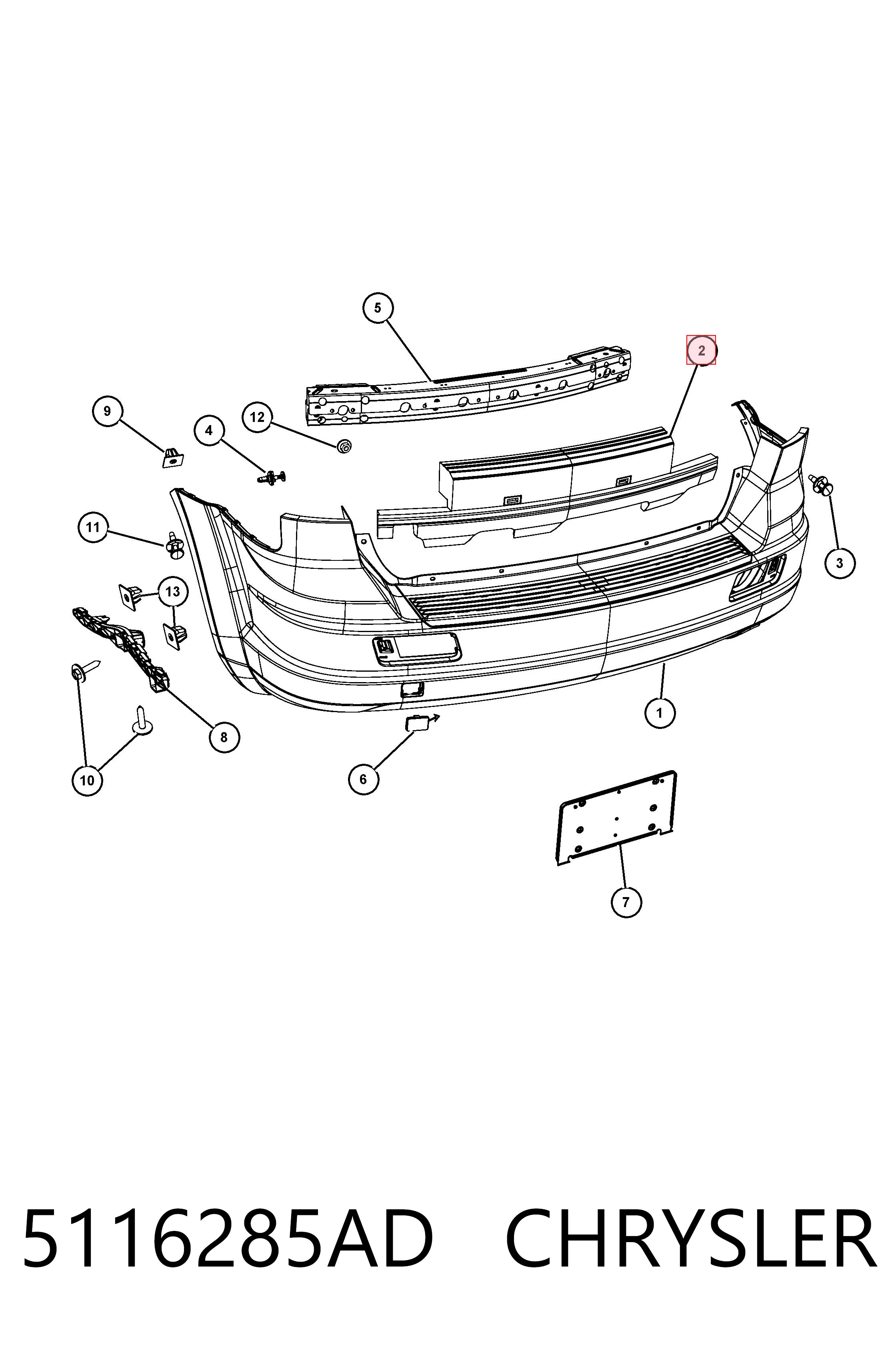 Купити K05116285AE Fiat/Alfa/Lancia Абсорбер (наповнювач) бампера заднього