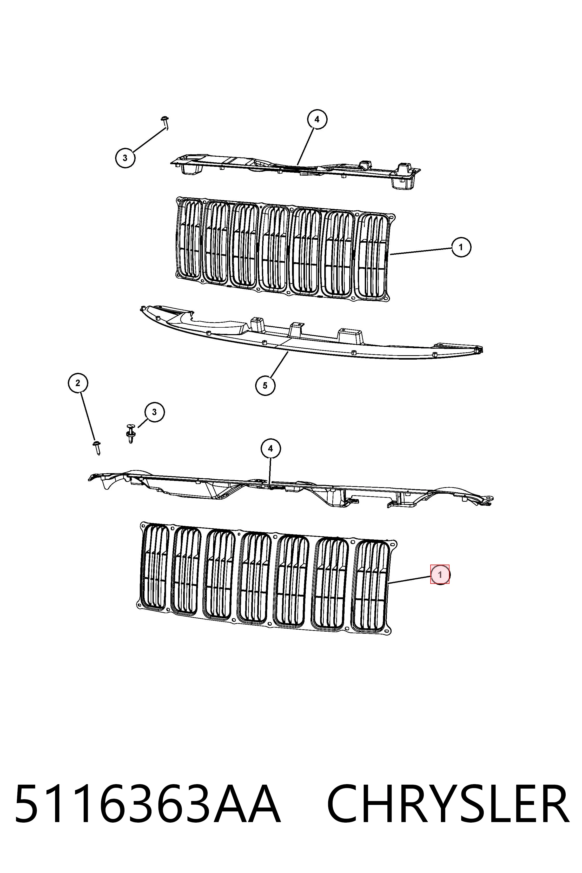 5116363AA Chrysler Решітка радіатора