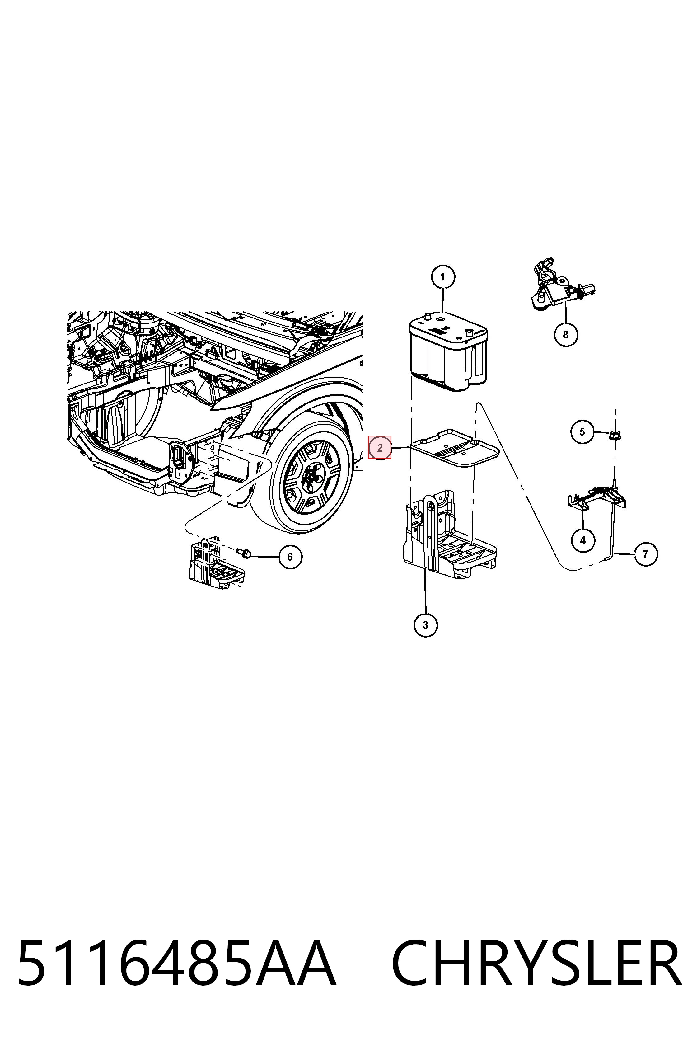 5116485AA Chrysler Кріплення / підставка акумулятора