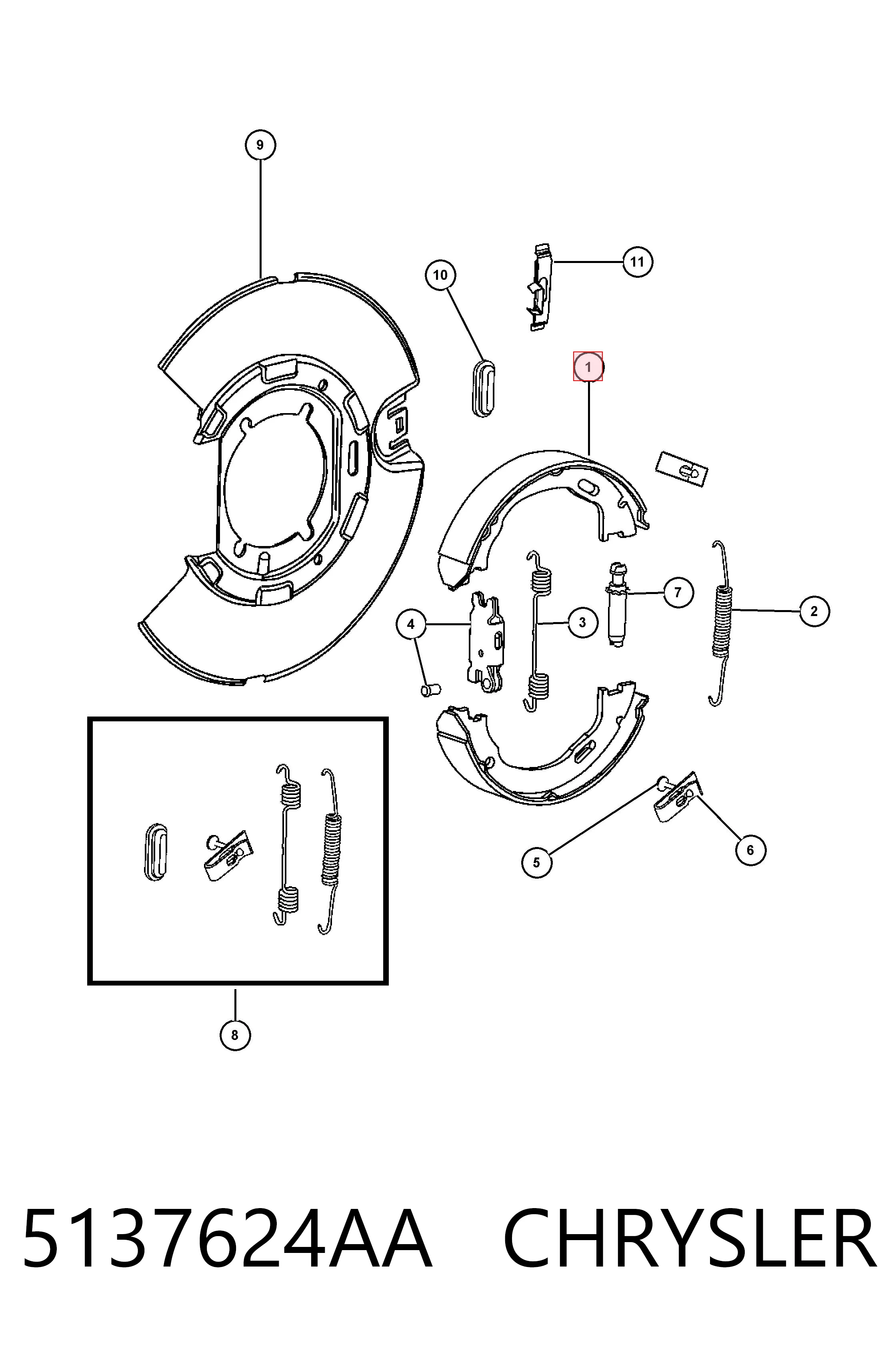 5137624AA Chrysler Гальмівні колодки ручника