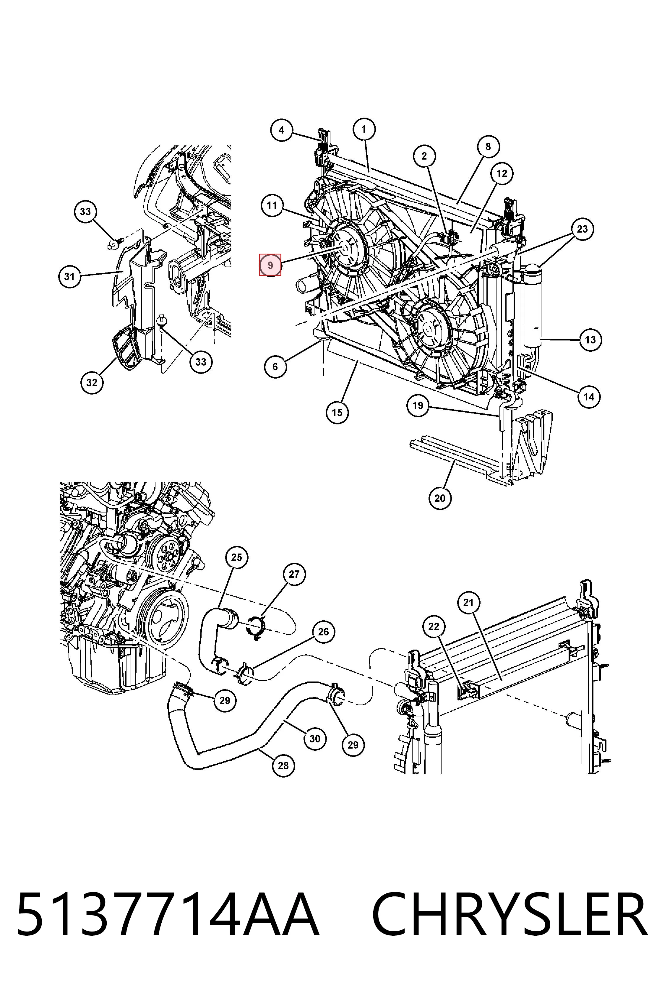 5137714AA Chrysler Мотор вентилятора системи охолодження, лівий
