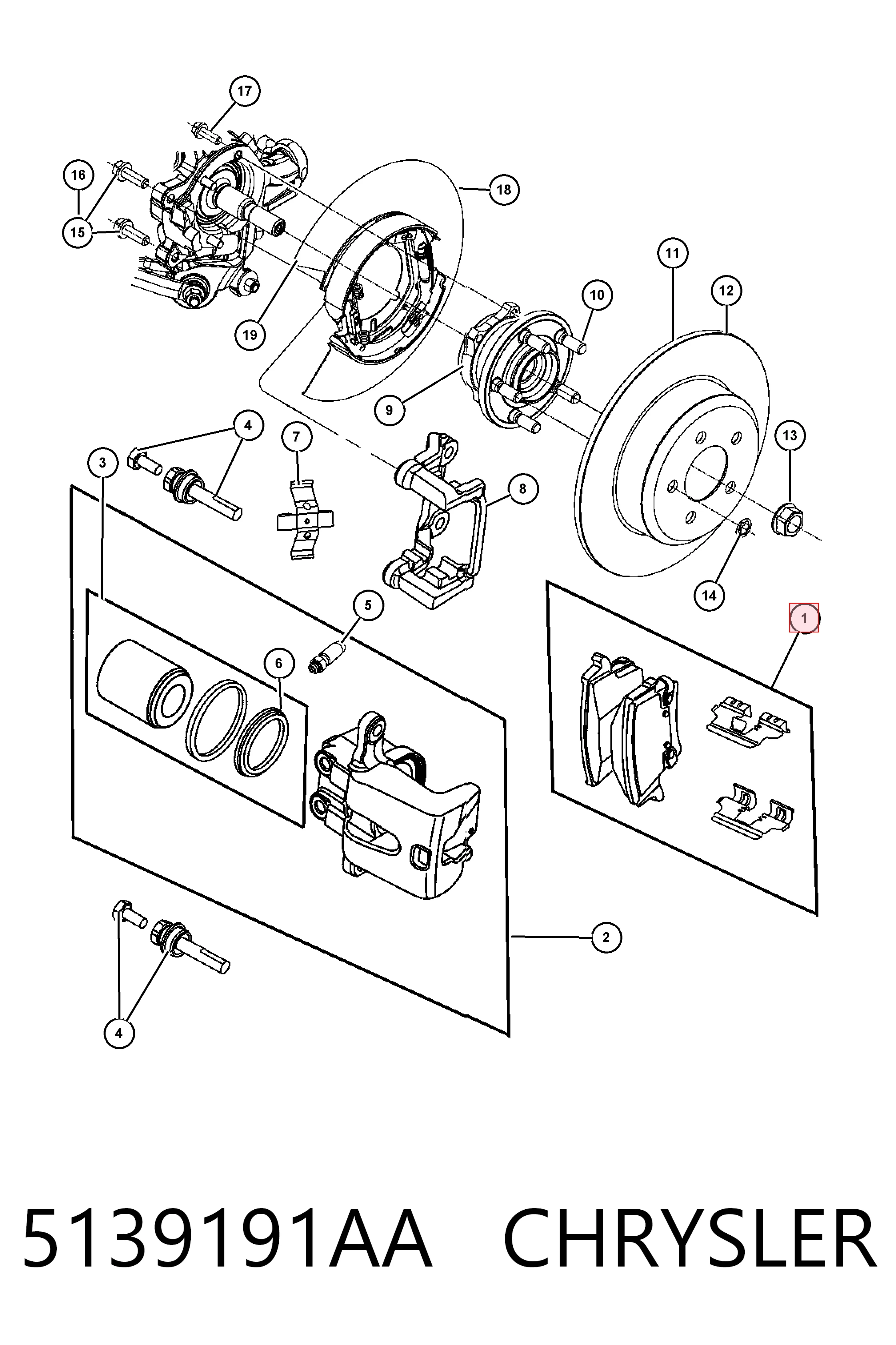 5139191AA Chrysler Колодки гальмівні задні, дискові