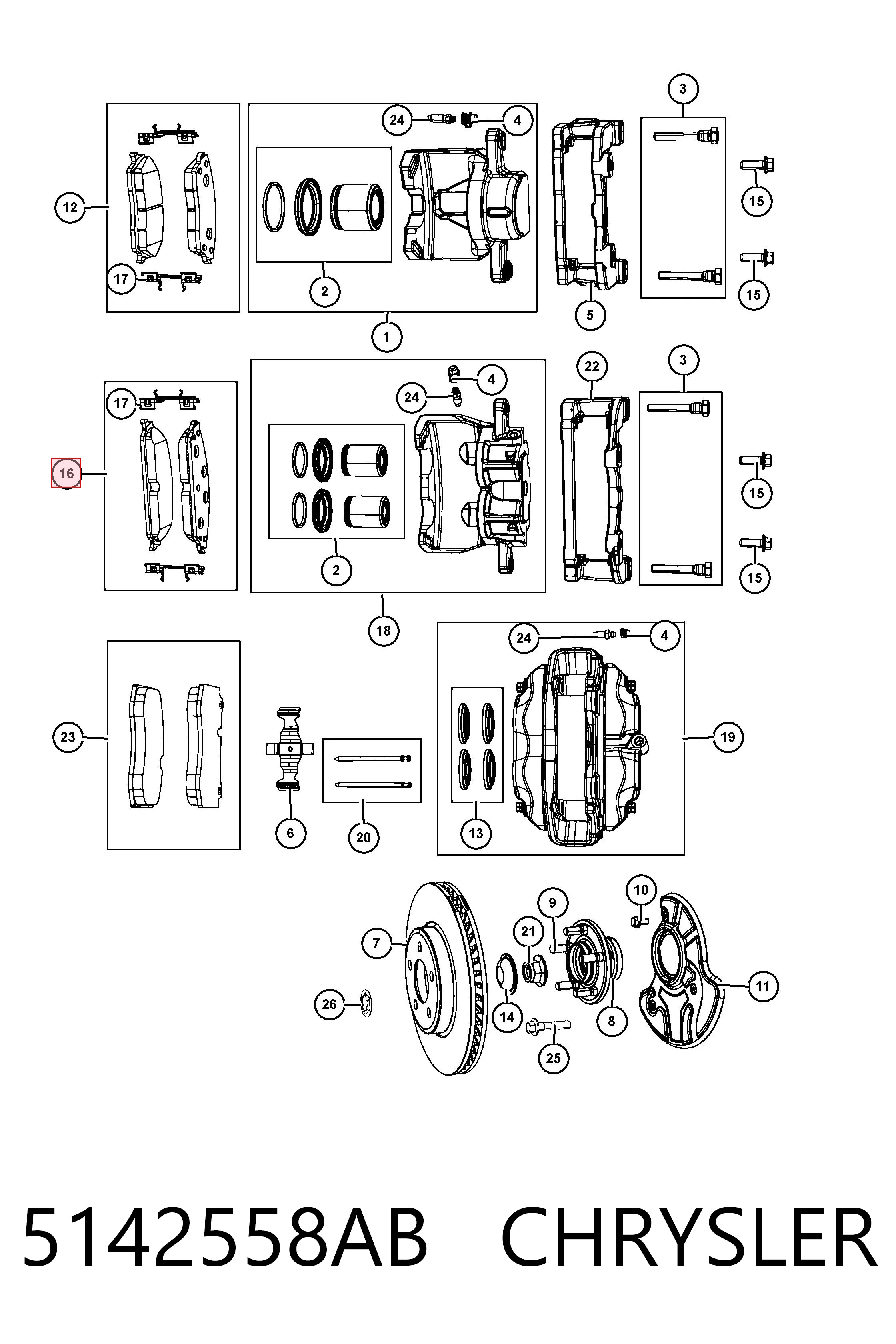 5142558AB Chrysler Передні гальмівні колодки