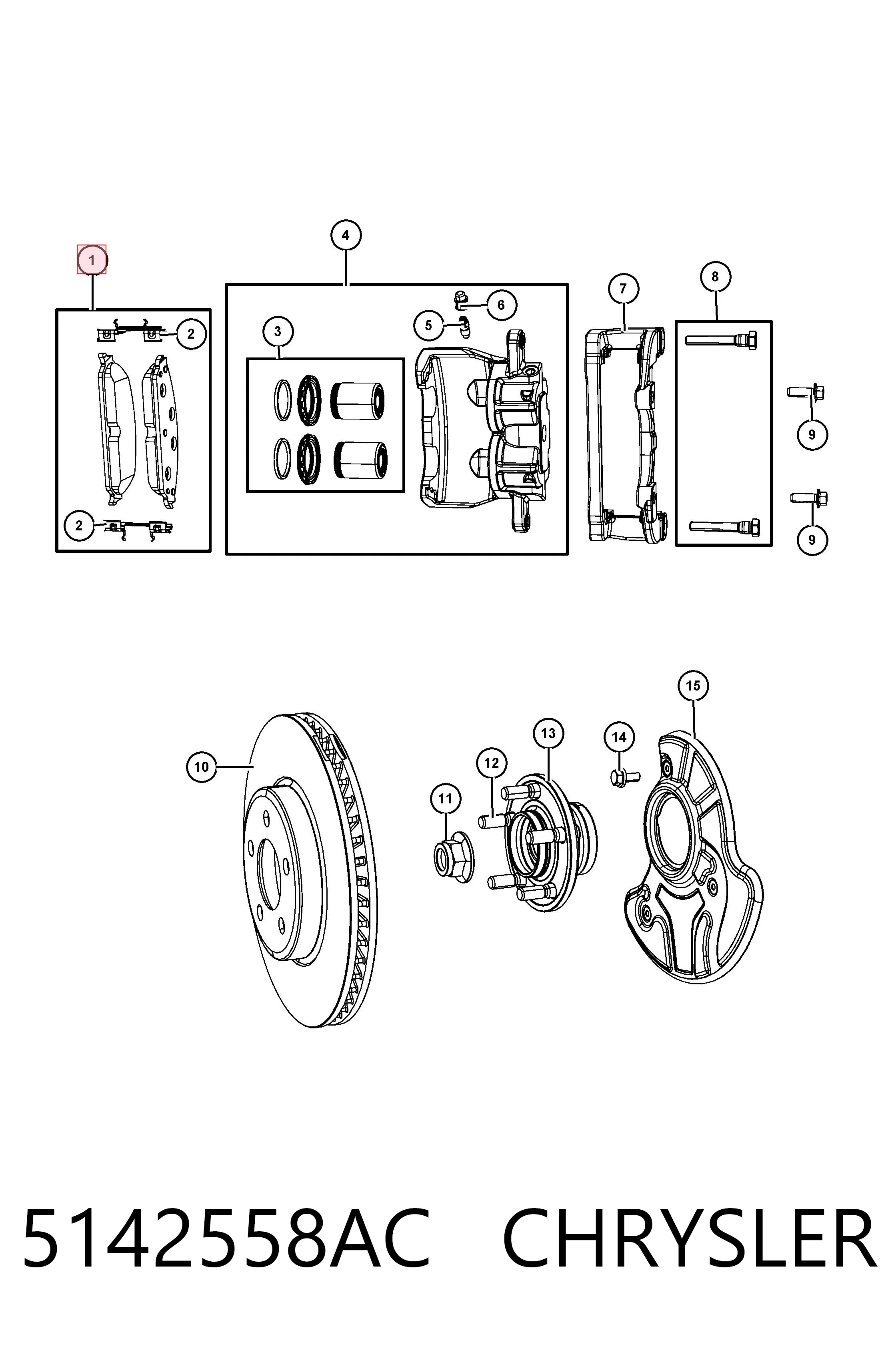 5142558AC Chrysler Передні гальмівні колодки