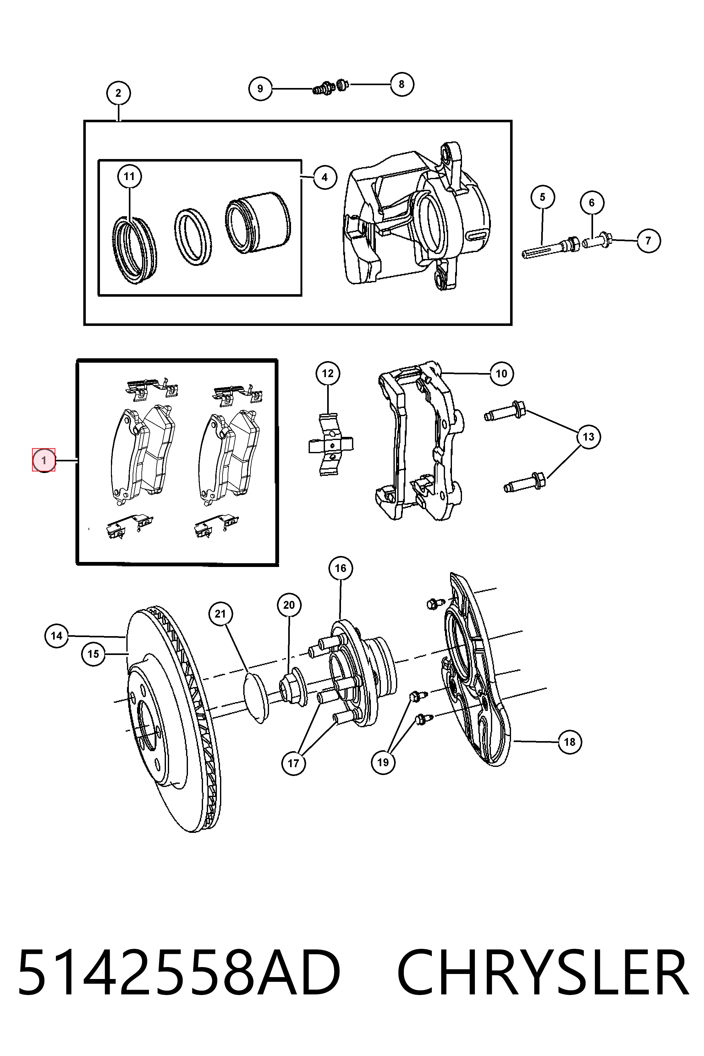 5142558AD Chrysler Передні гальмівні колодки