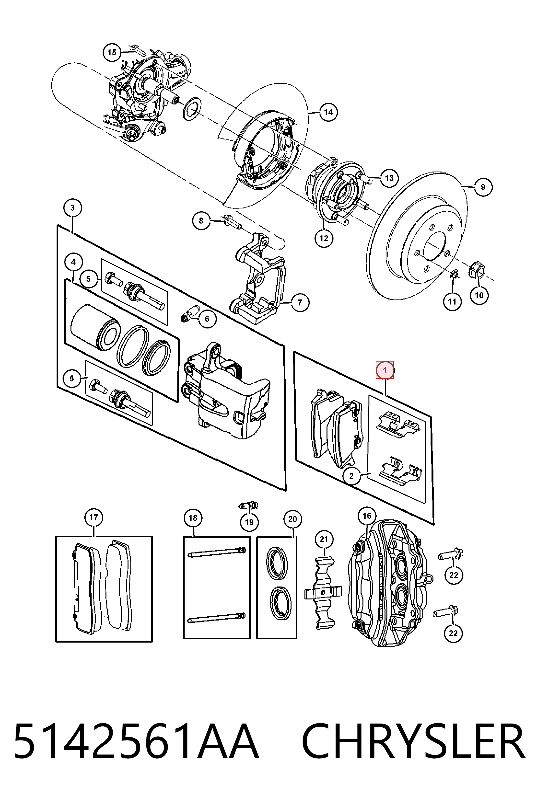 5142561AA Chrysler Колодки гальмівні задні, дискові