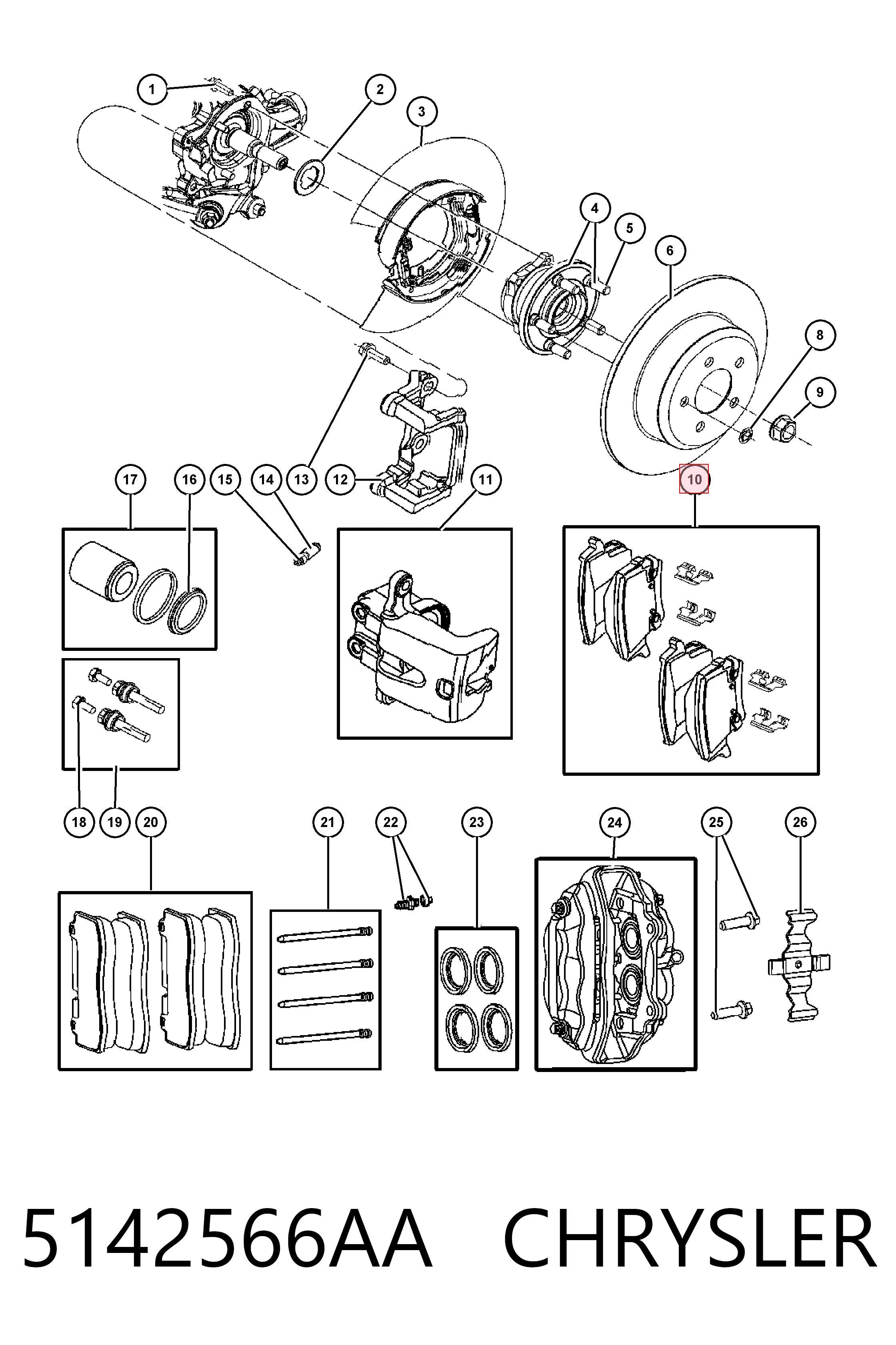 5142566AA Chrysler Колодки гальмівні задні, дискові