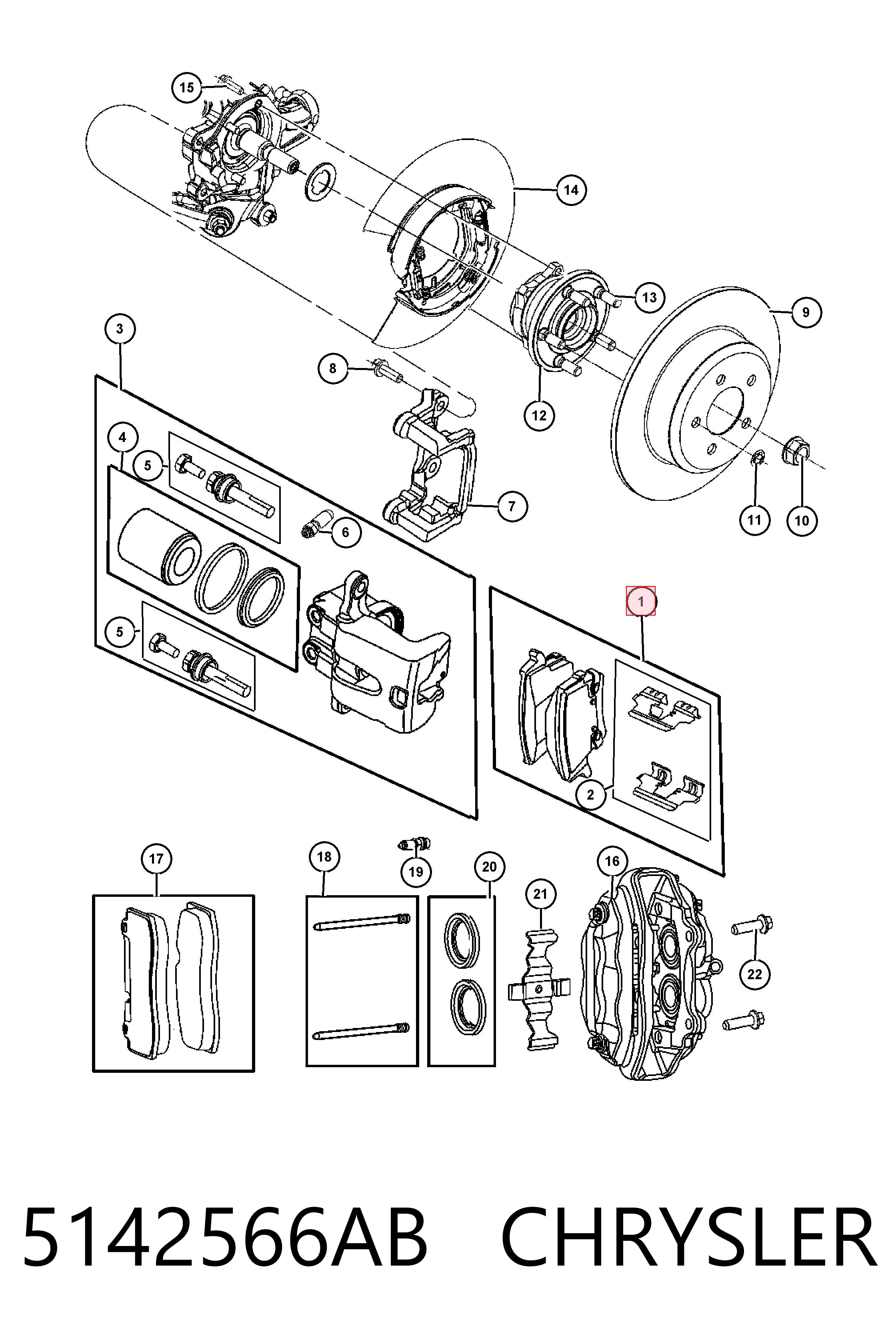 5142566AB Chrysler Колодки гальмівні задні, дискові
