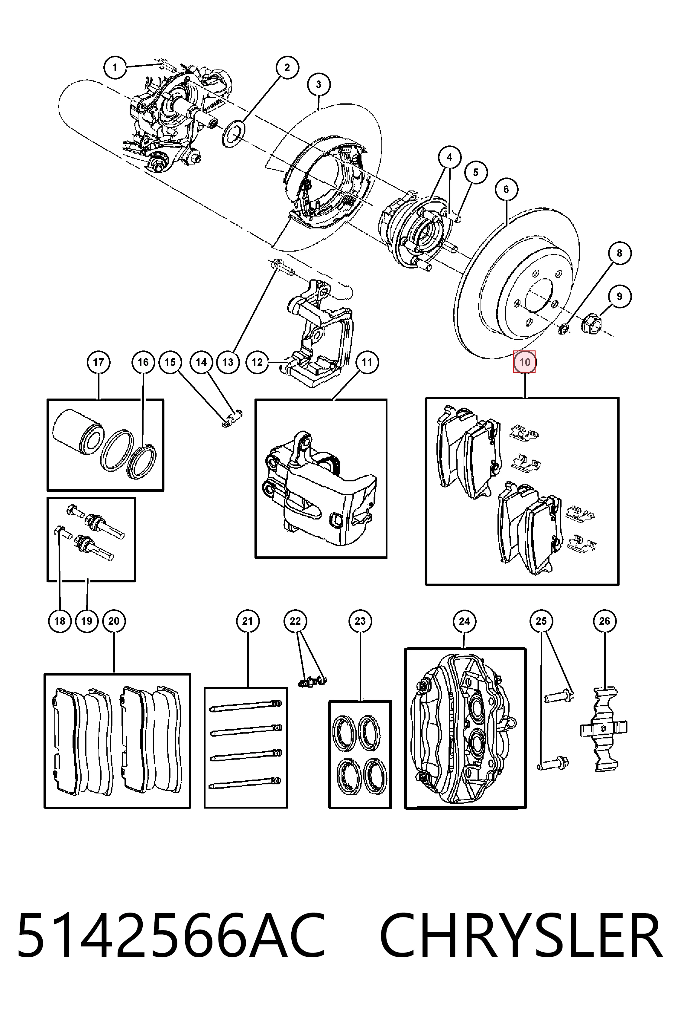 5142566AC Chrysler Колодки гальмівні задні, дискові