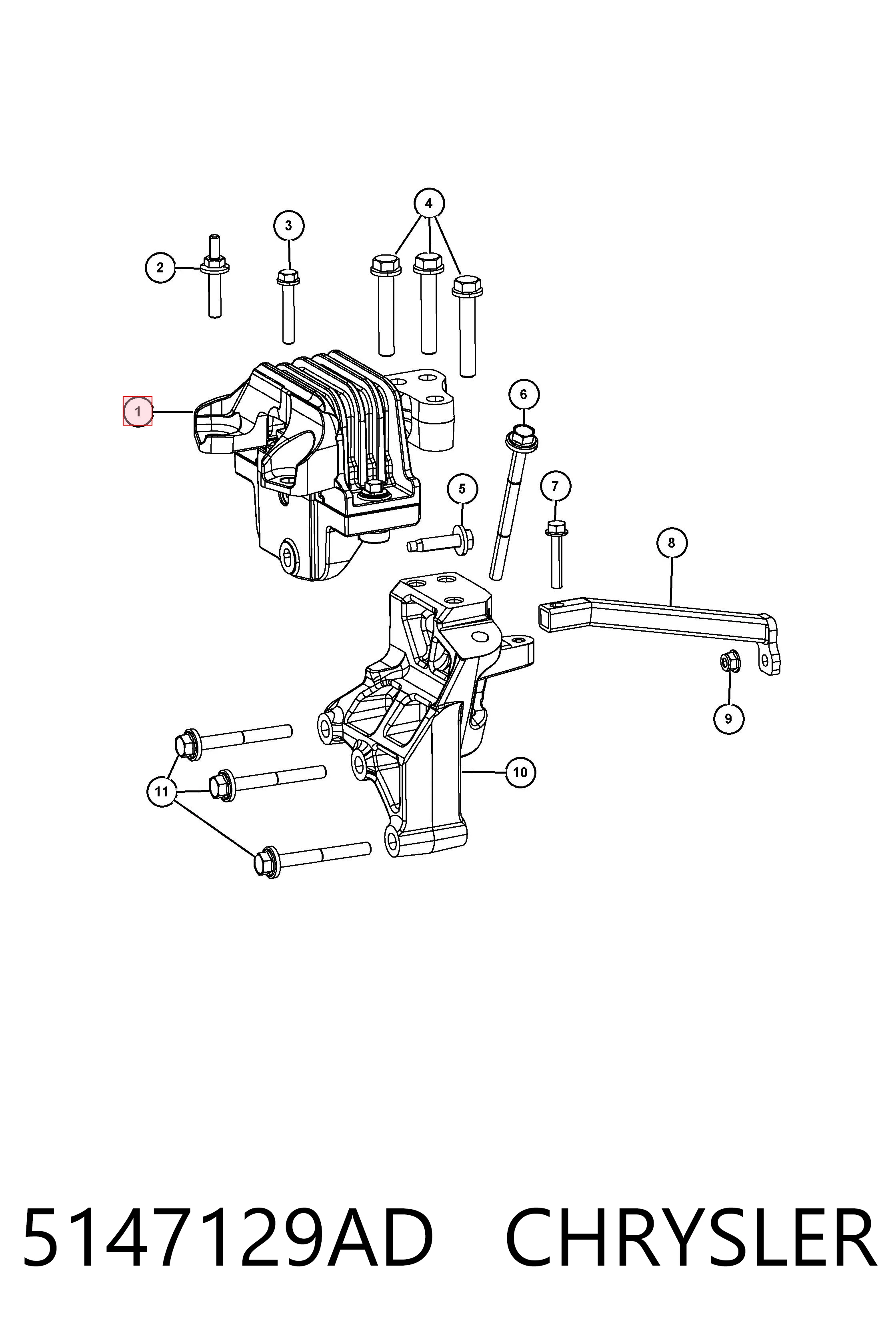 5147129AD Chrysler Права подушка мотора