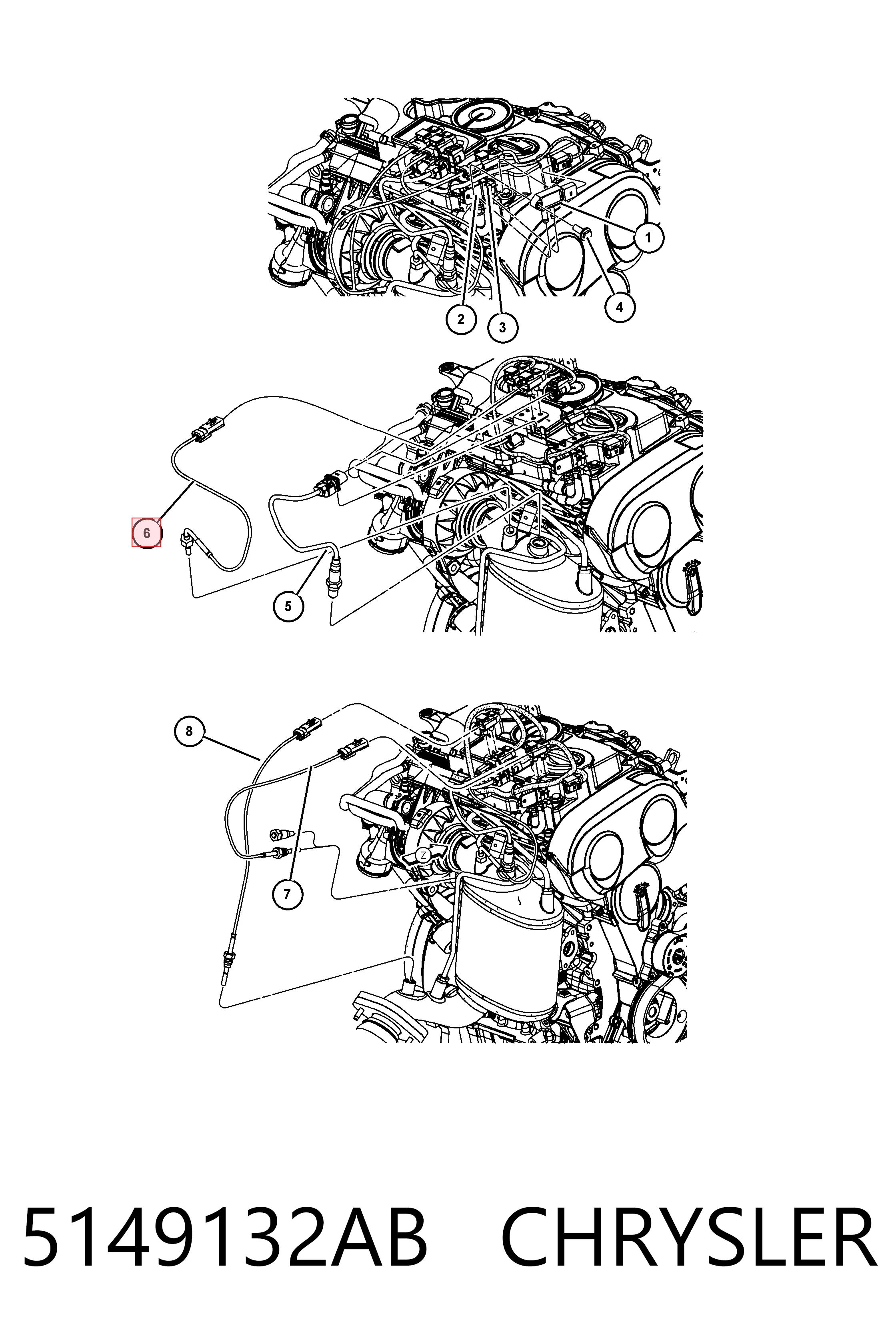 Купити K05149132AA Fiat/Alfa/Lancia Датчик температури відпрацьованих газів (ВГ), до каталізатора