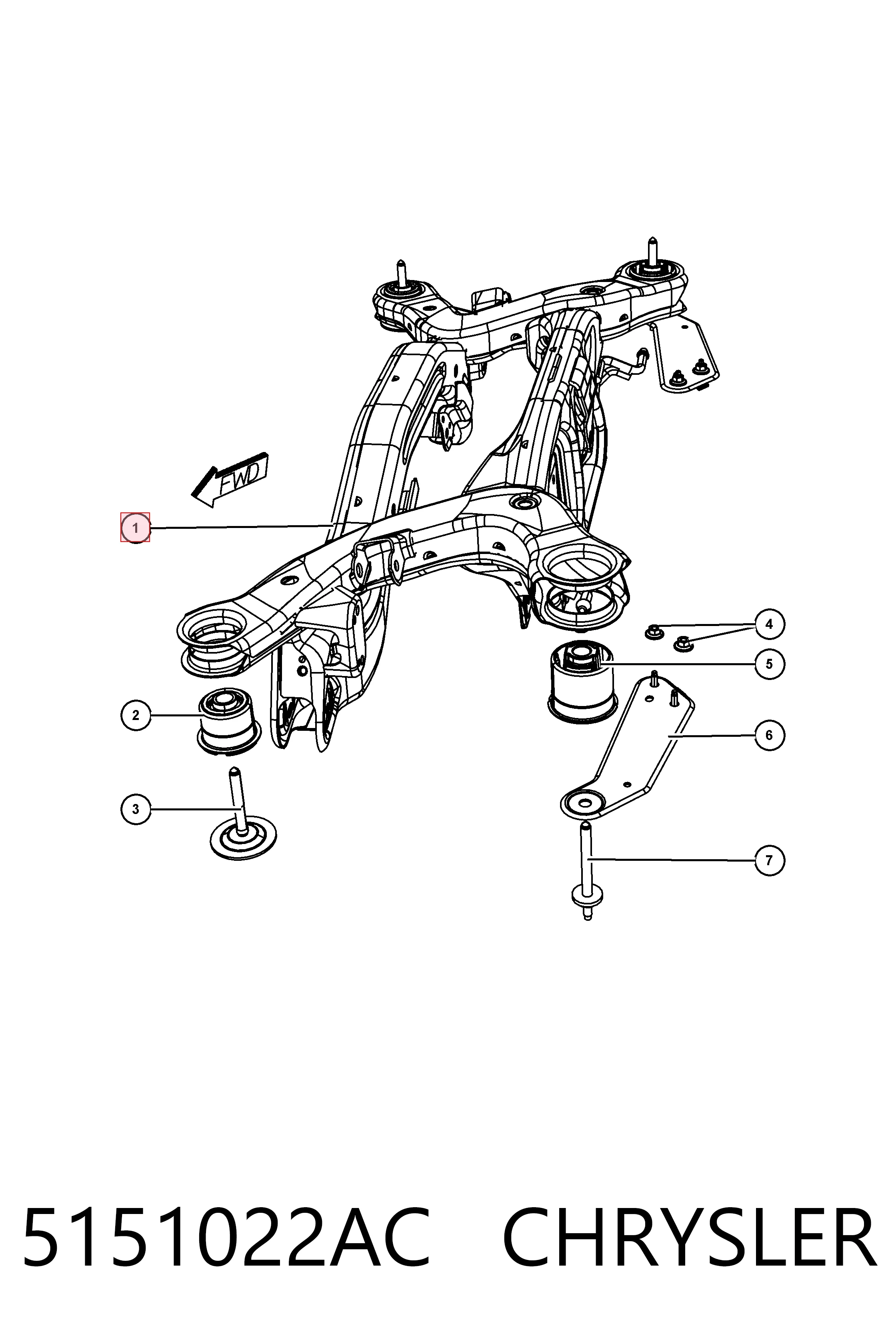 Купити K05151022AF Fiat/Alfa/Lancia Балка задньої підвіски, підрамник