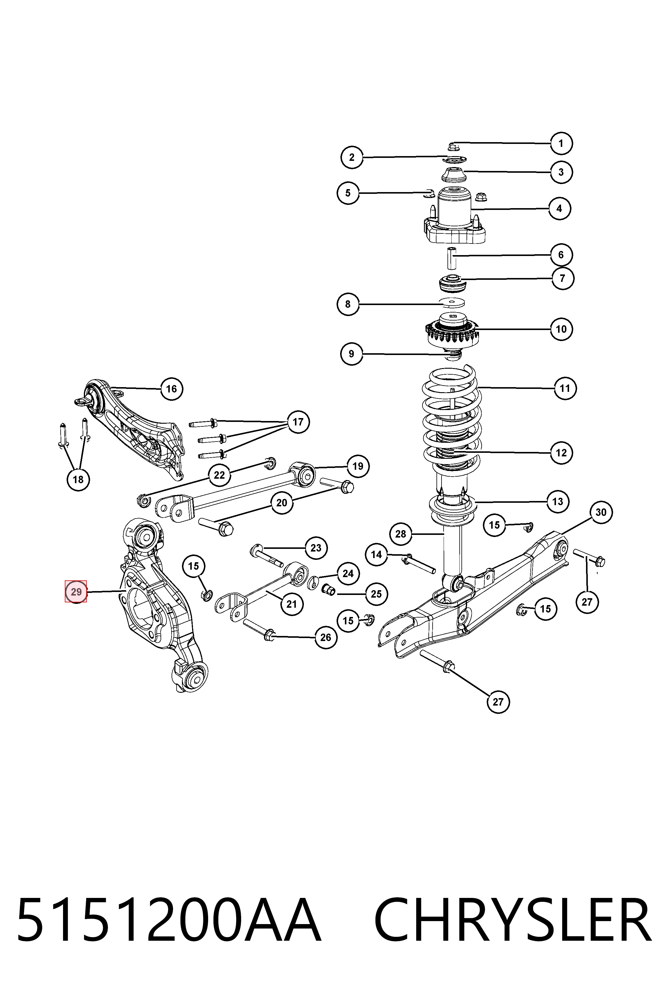 5151200AA Chrysler Цапфа поворотна права