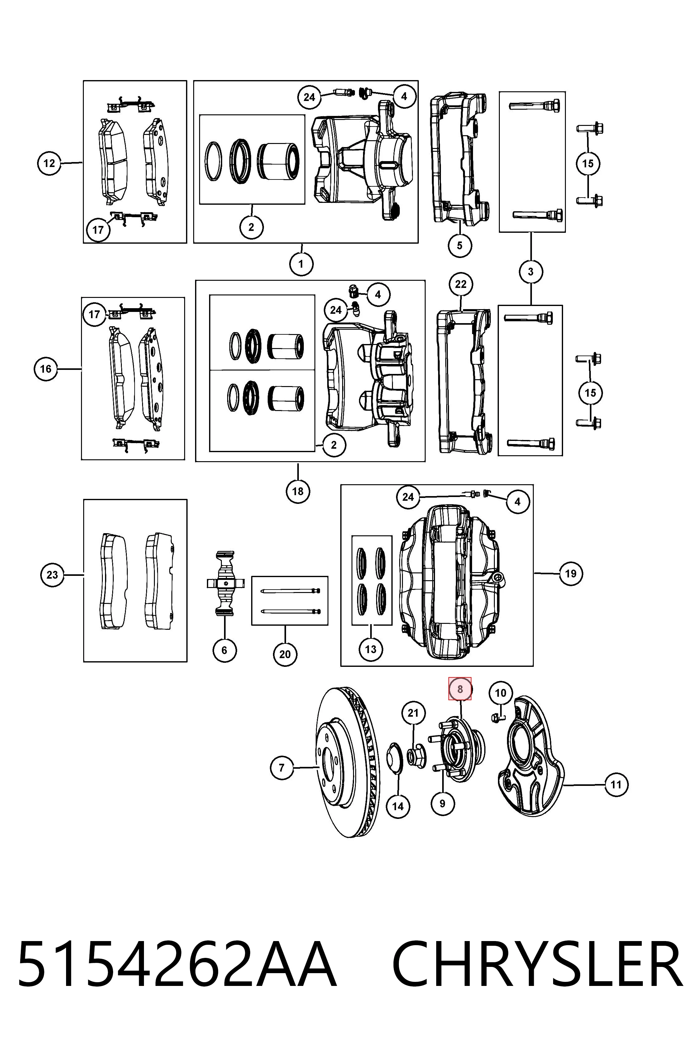 5154262AA Chrysler Маточина (передня)