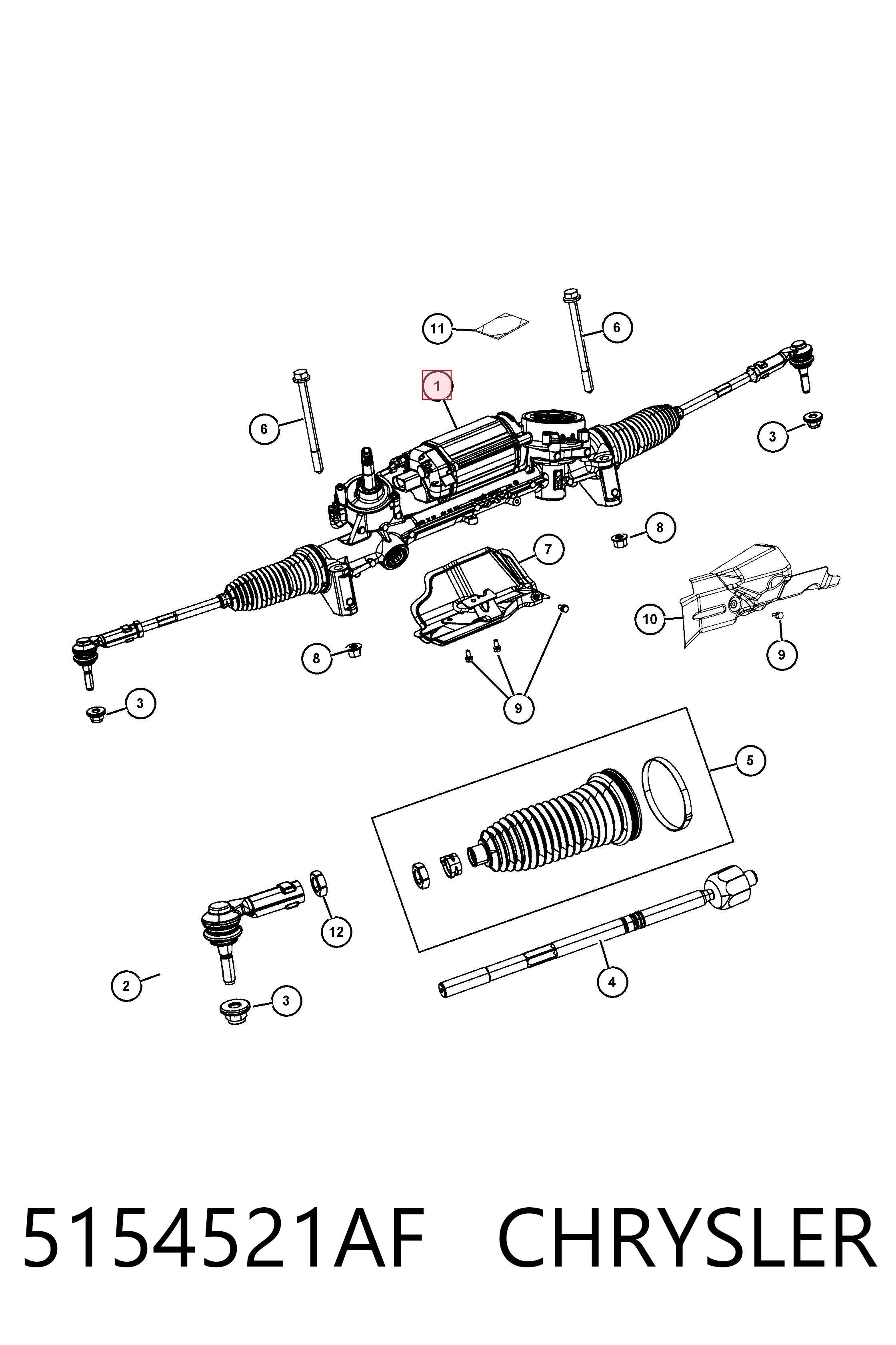 Рульова рейка K05154521AF Fiat/Alfa/Lancia