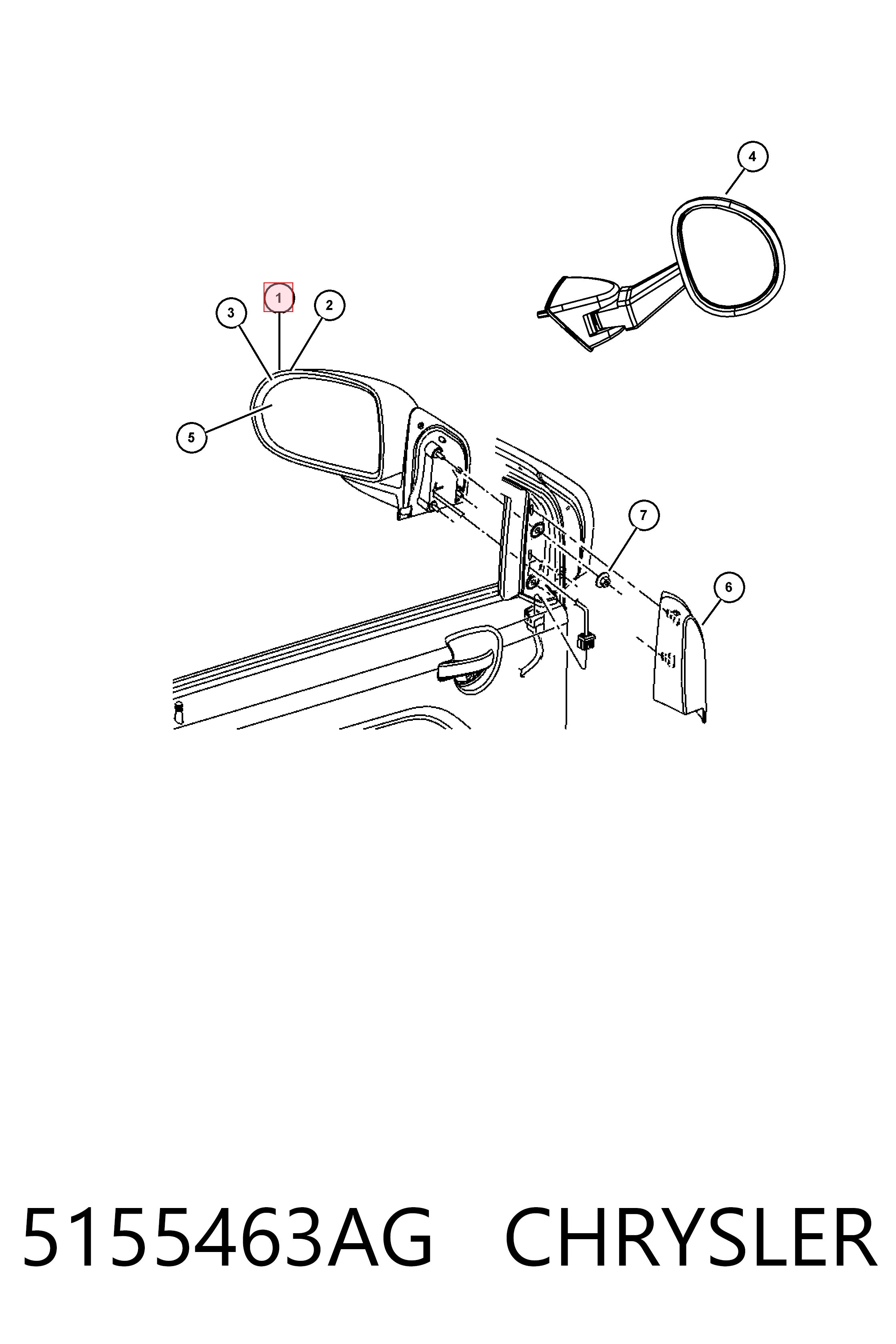 K05155463AK Fiat/Alfa/Lancia Дзеркало заднього виду, ліве
