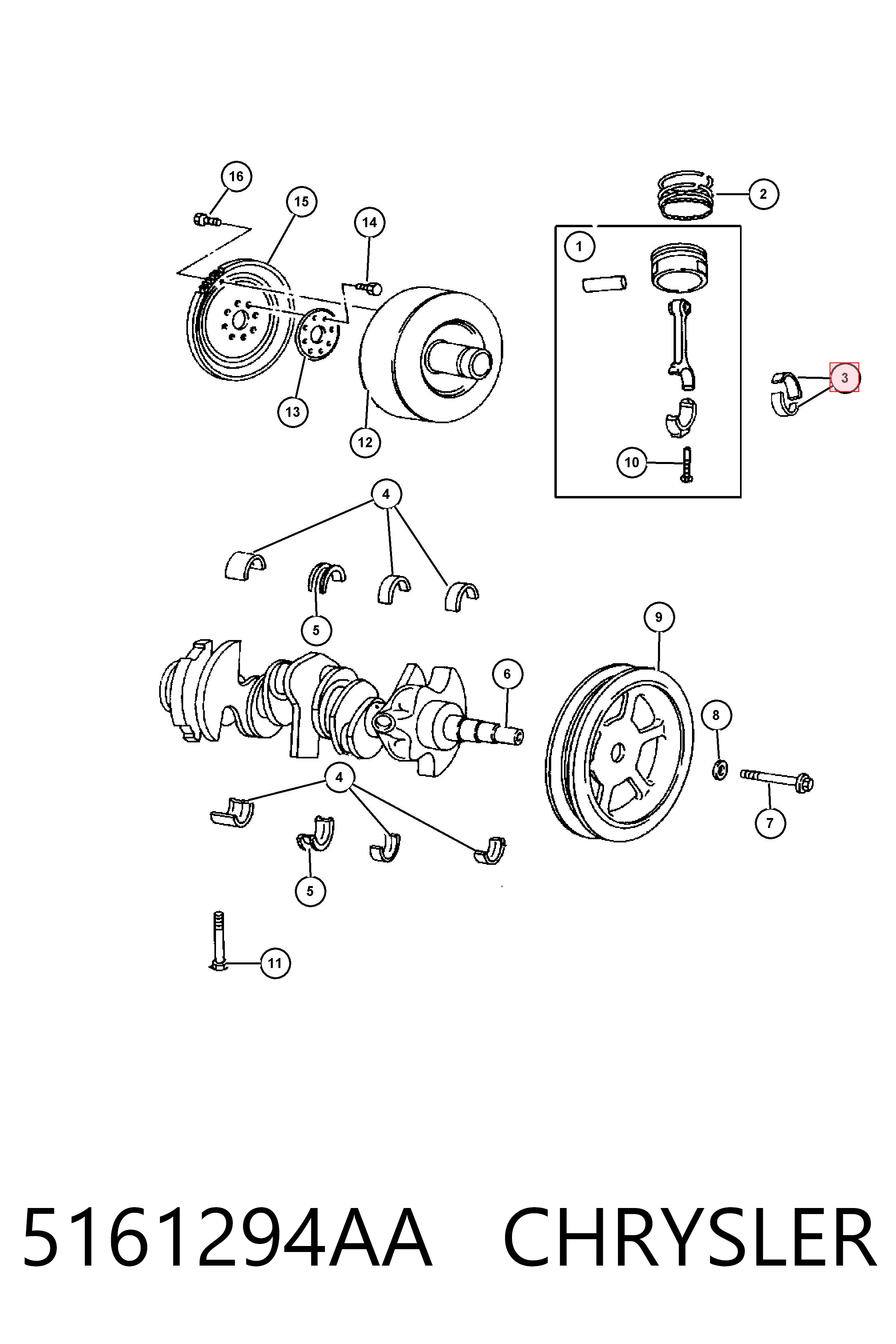 Купити 05161294AA Fiat/Alfa/Lancia Вкладиші коленвала шатунні